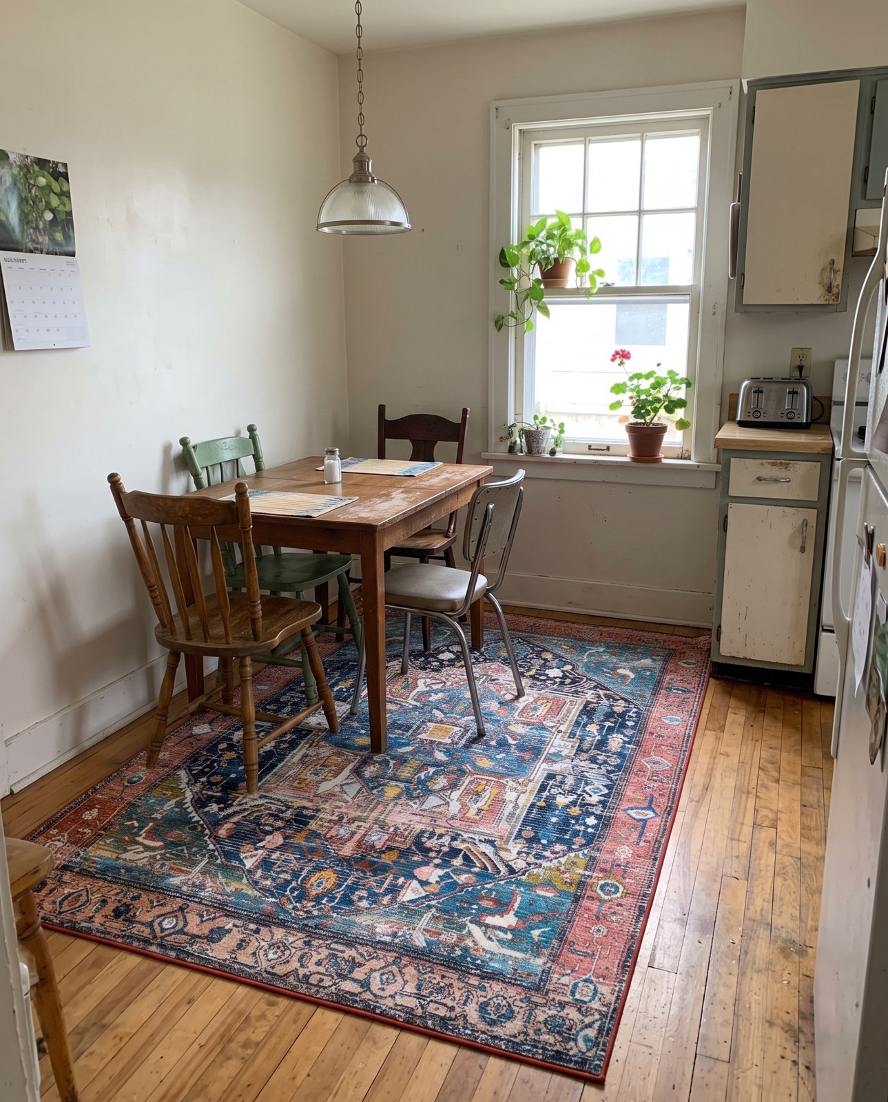 5' 3 x 7' 9 Balmer · Medallion rug, navy and pink