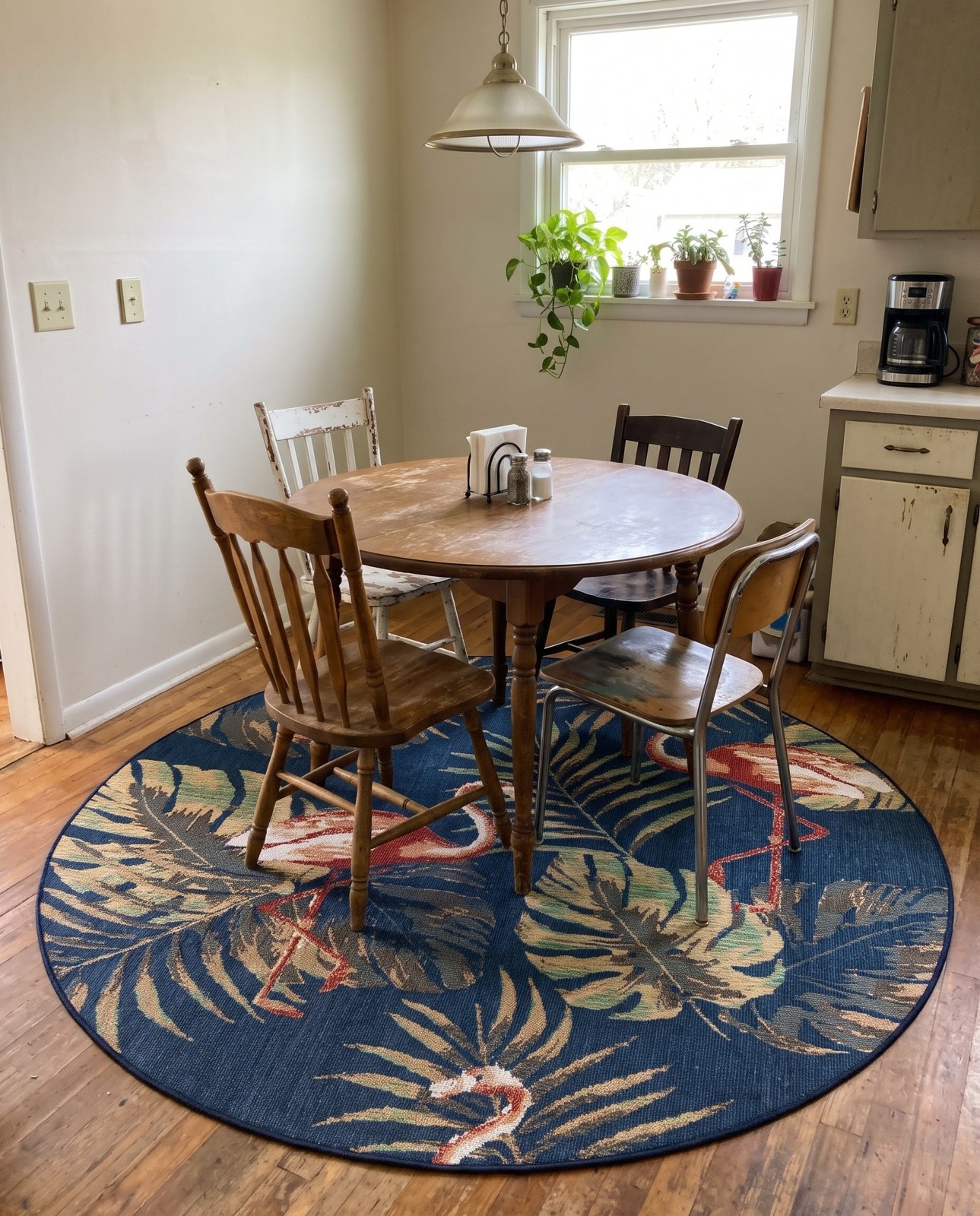 3' 3 x 3' 3 Ridgway · Flamingo Outdoor Rug, navy and coral