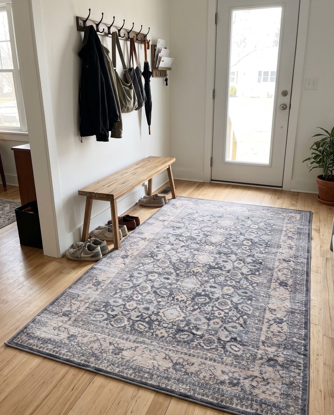 5' 3 x 8' Farrell · Border rug, gray