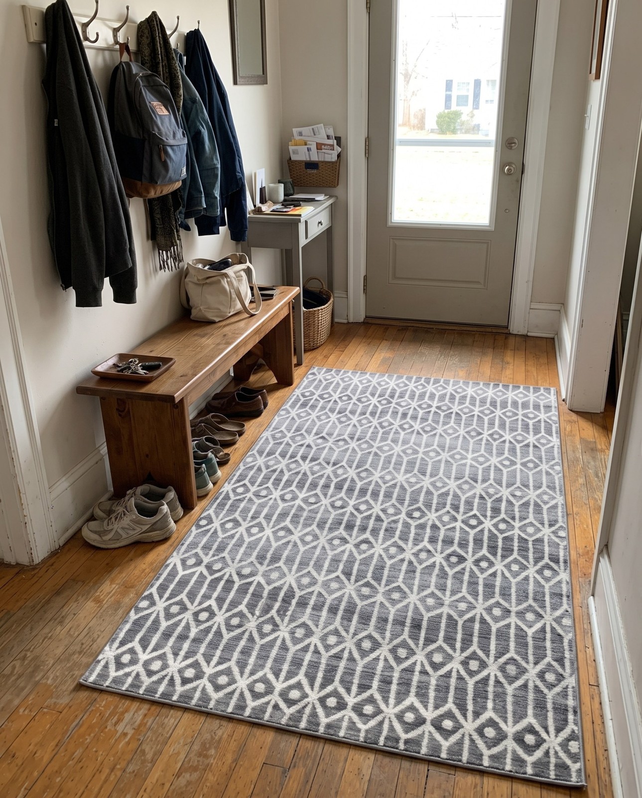 Detail image of 4' x 6' Vincent · Diamond rug, grey