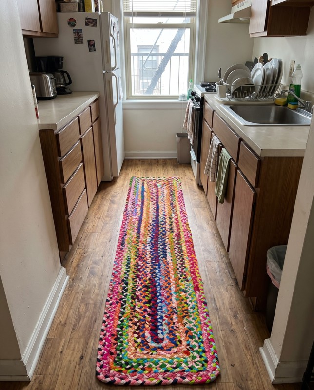Heywood Striped rug, multi, 8 Ft Table Runner, in a room
