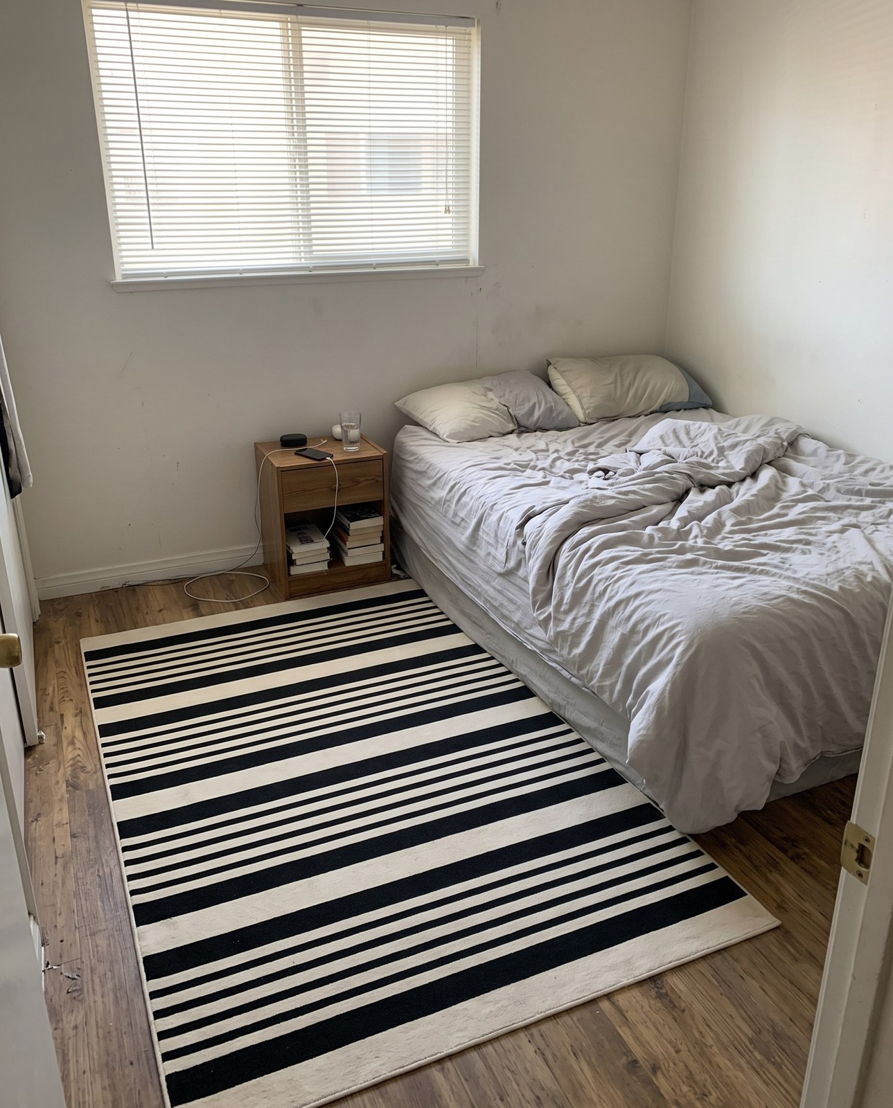 2' 3 x 3' Fern · Striped rug, black and white