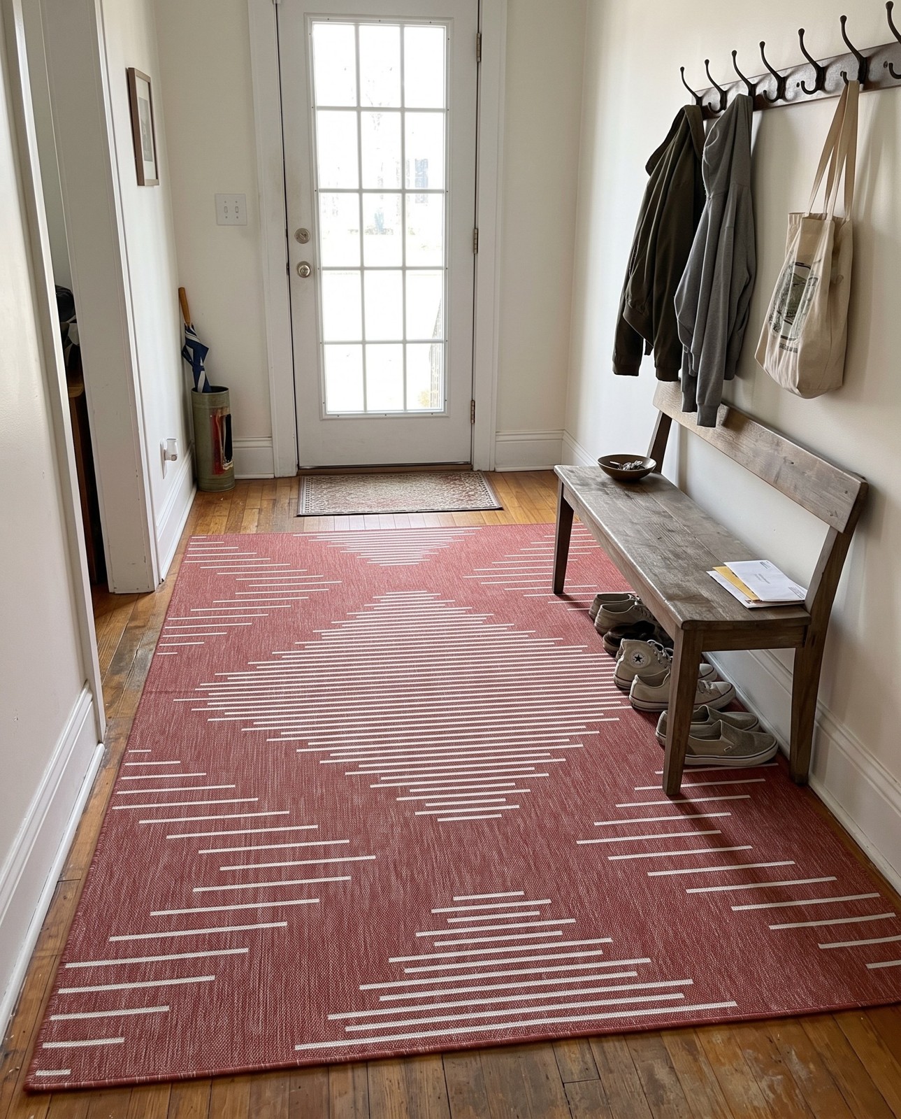 Detail image of 10' x 13' Harlow · Diamond Outdoor Rug, rust red