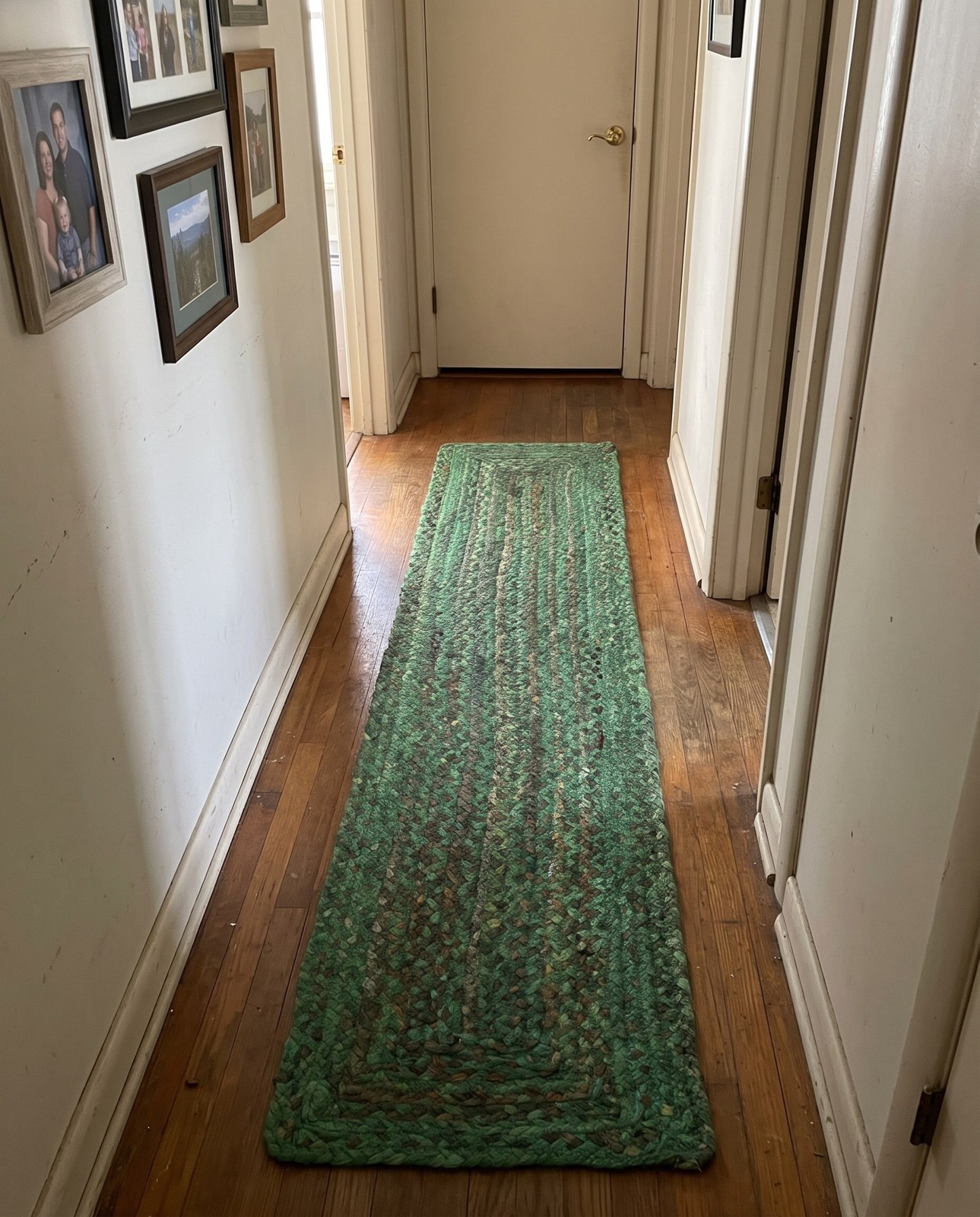 1' 2 x 8' Heywood · Striped Chindi Rug, green