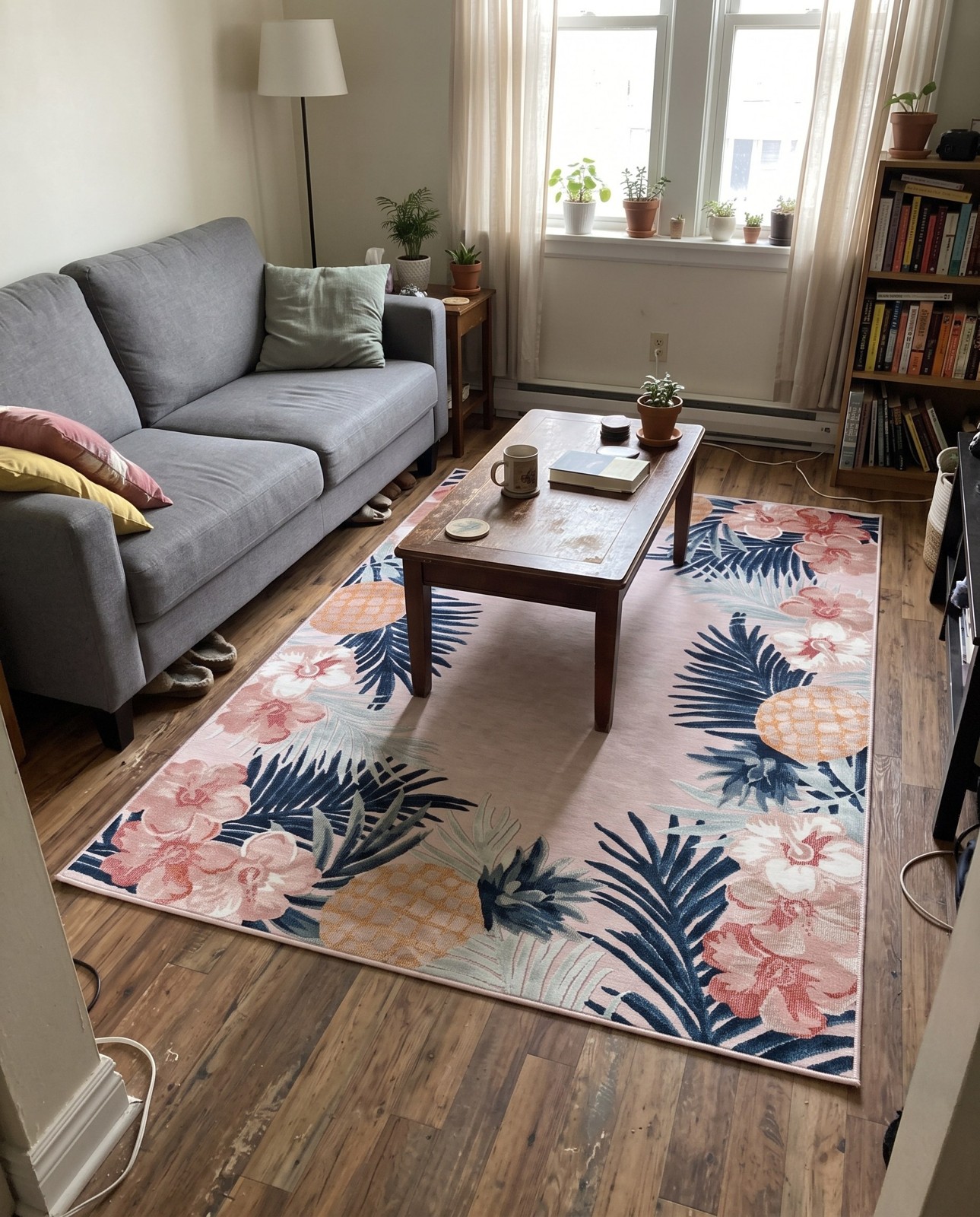 2' 2 x 3' Kirwan · Tropical border Outdoor Rug, pink and multi