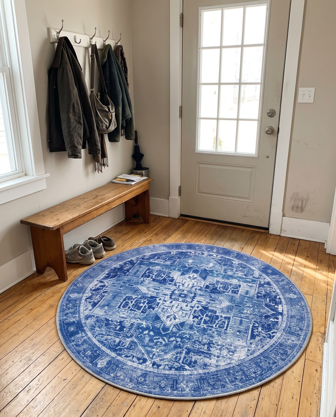 3' 6 x 3' 6 Clive · Border Washable Rug, navy