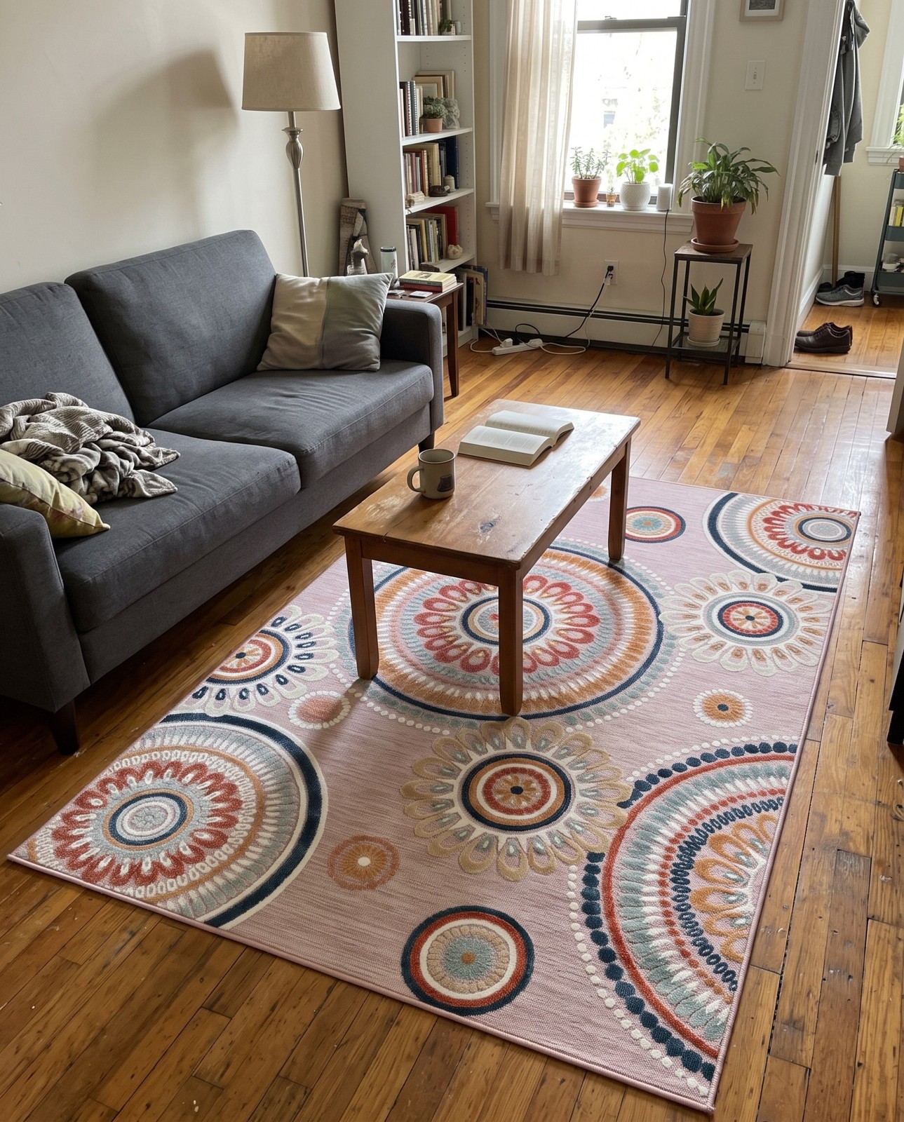 4' 5 x 6' Whitefish · Medallion Outdoor Rug, pink