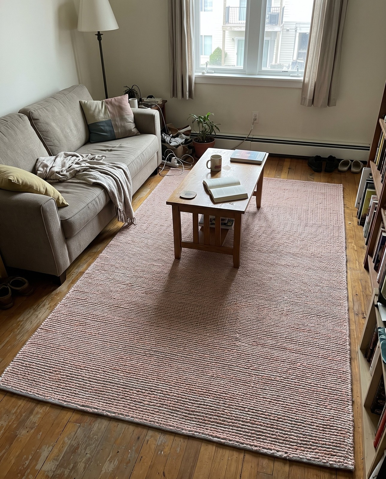 2' x 3' 1 Keeler · Solid Wool Rug, pink and gray