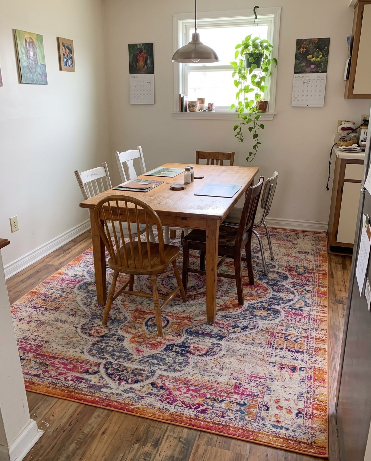 9' x 11' 6 Leaver · Border rug, red