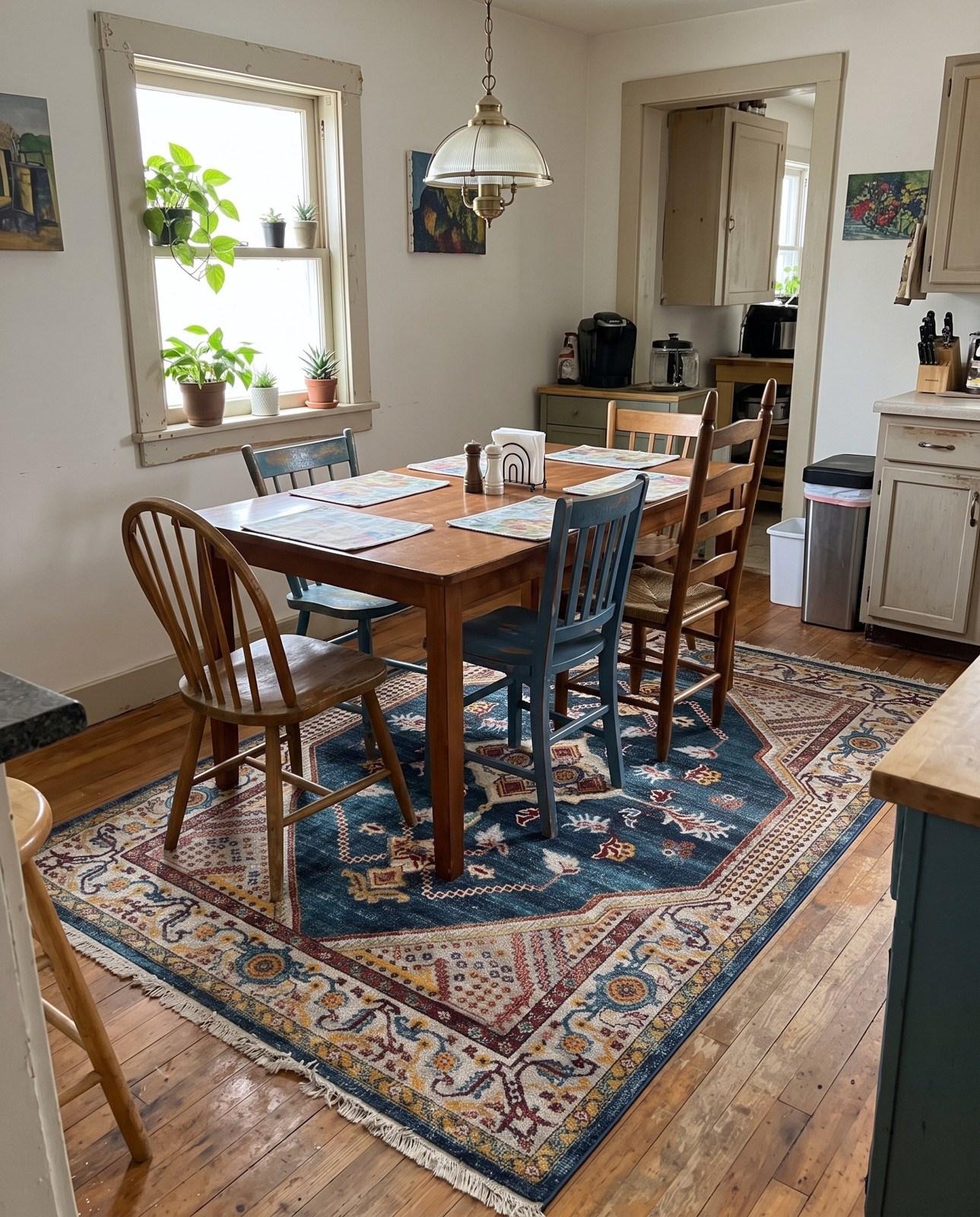 7' 10 x 10' Murray · Border Washable Rug, navy blue