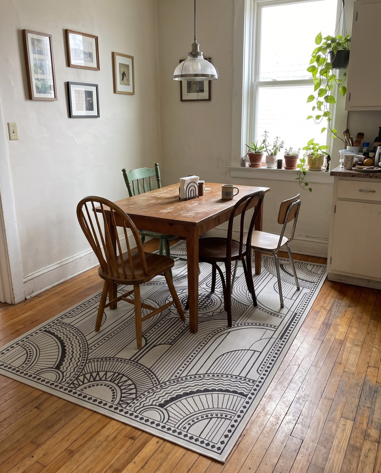 Detail image of 7' 10 x 10' Brough · Border Outdoor Rug, white and black
