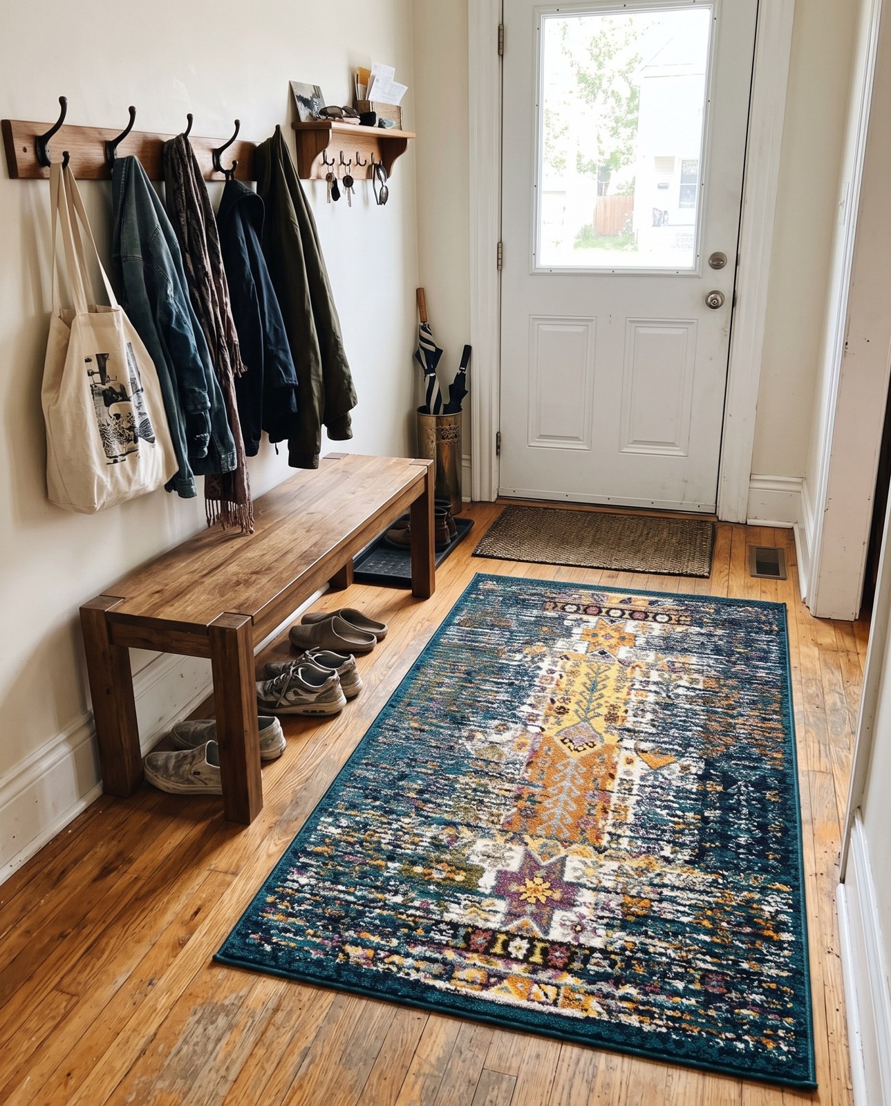 4' x 6' Cloudberry · Border rug, teal