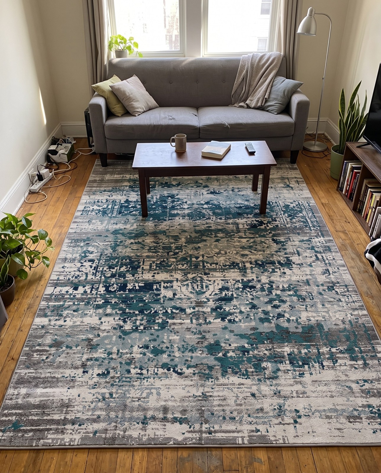 6' x 9' Rush · Abstract rug, blue