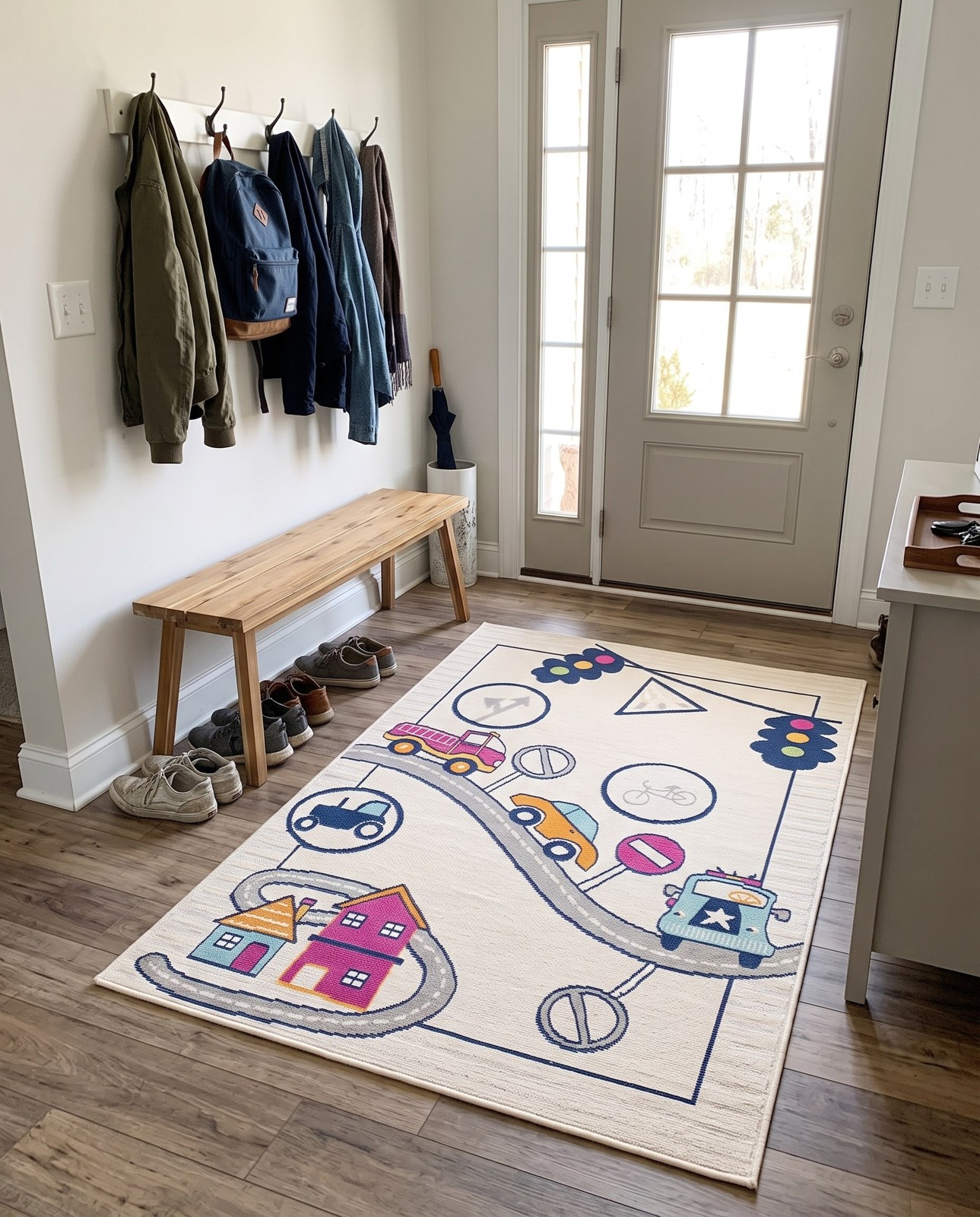 5' 3 x 7' 7 Easton · Traffic road Outdoor Rug, cream and multi