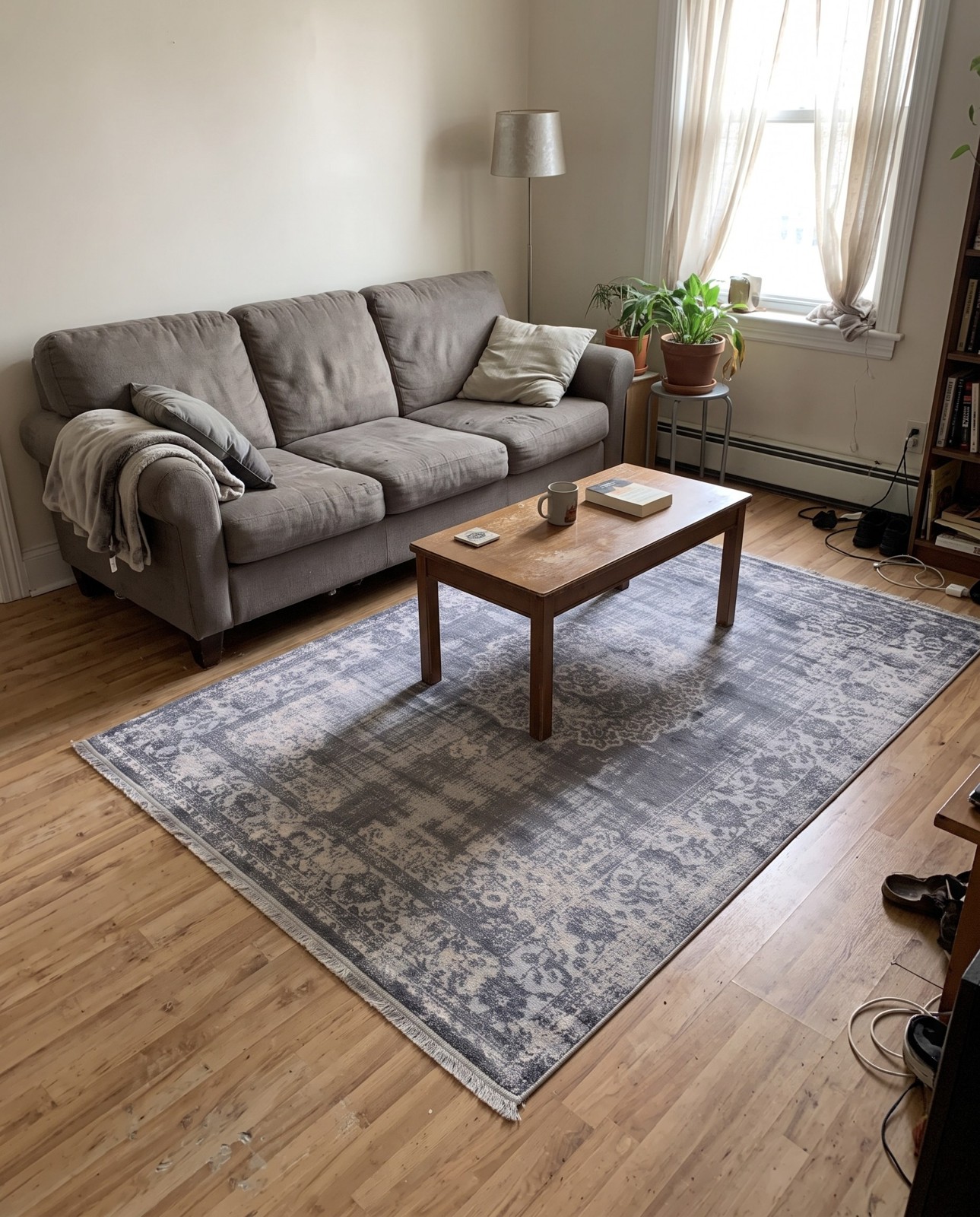5' 3 x 8' Medora · Border rug, gray