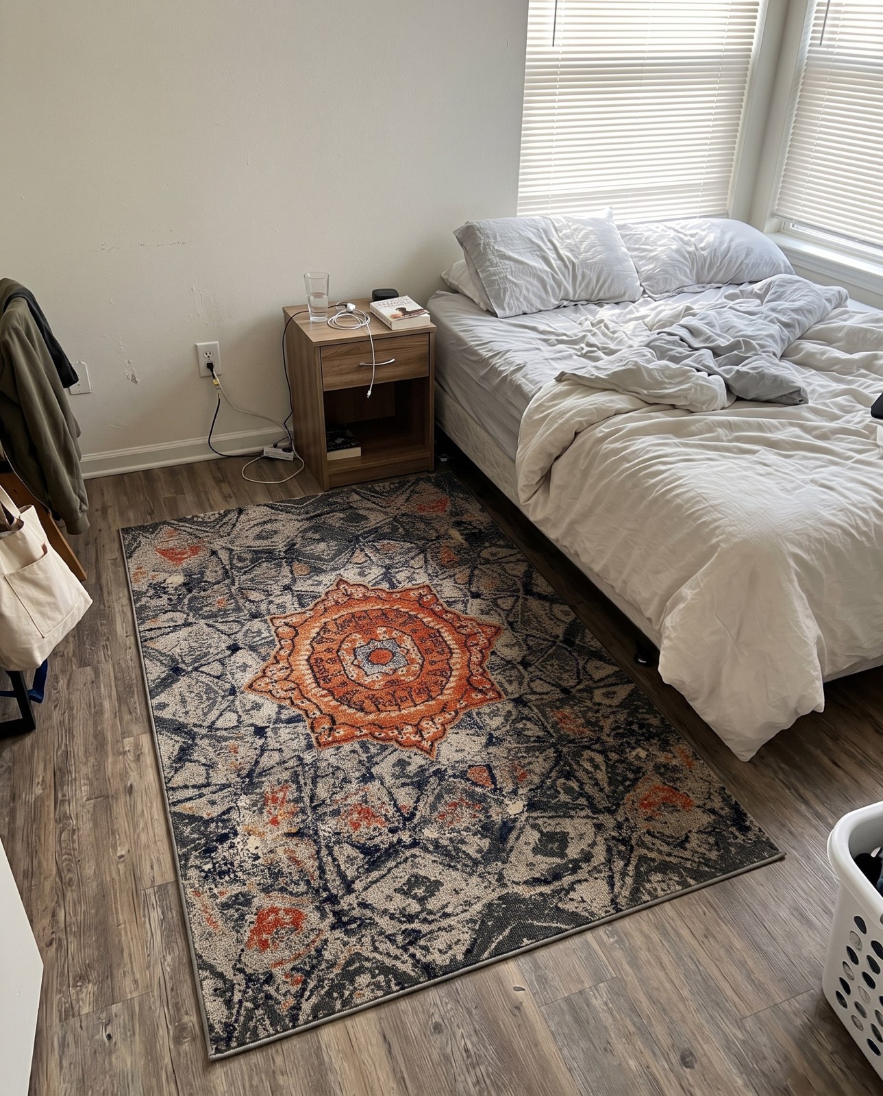 9' x 12' 2 Alston · Medallion Washable Rug, gray and orange