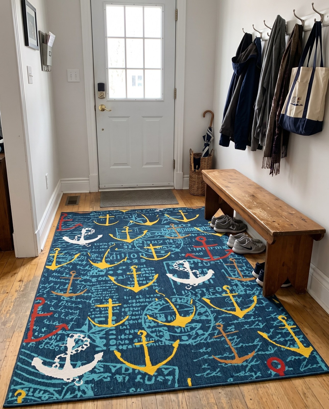 9' x 12' Lavery · Pictoral Outdoor Rug, navy blue