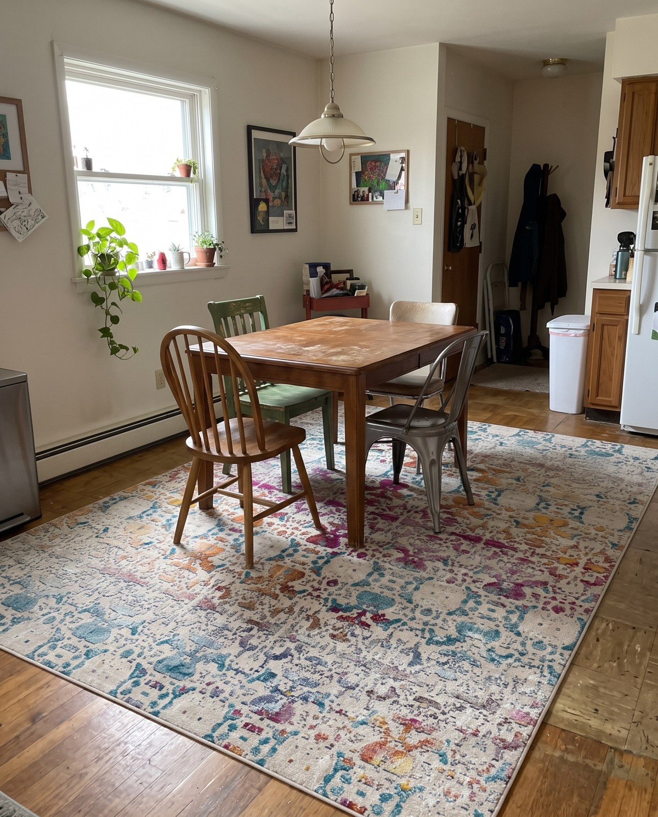 9' x 12' 2 Basin · Distressed abstract rug, vibrant multicolor