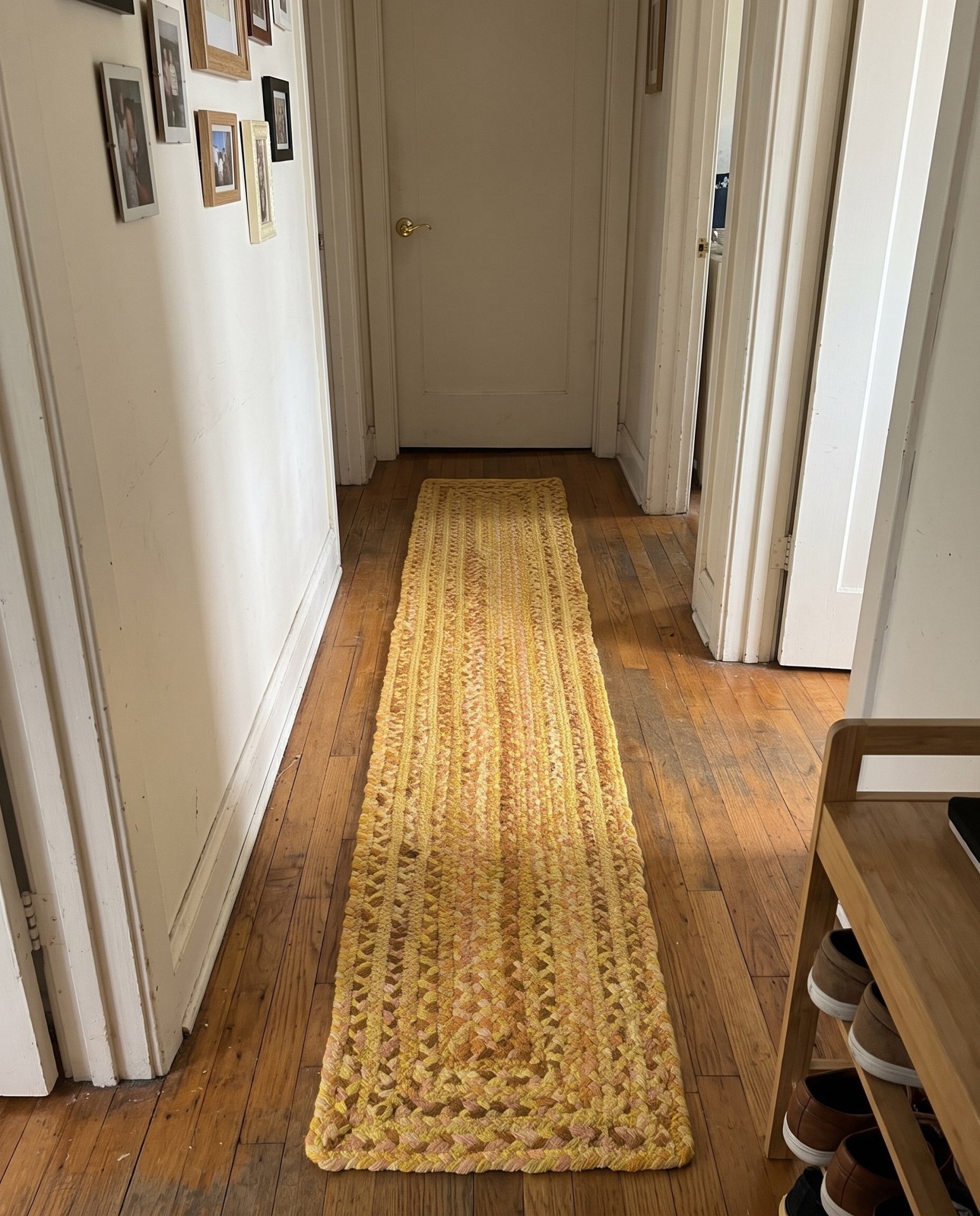 1' 2 x 8' Heywood · Braided Chindi Rug, yellow and orange