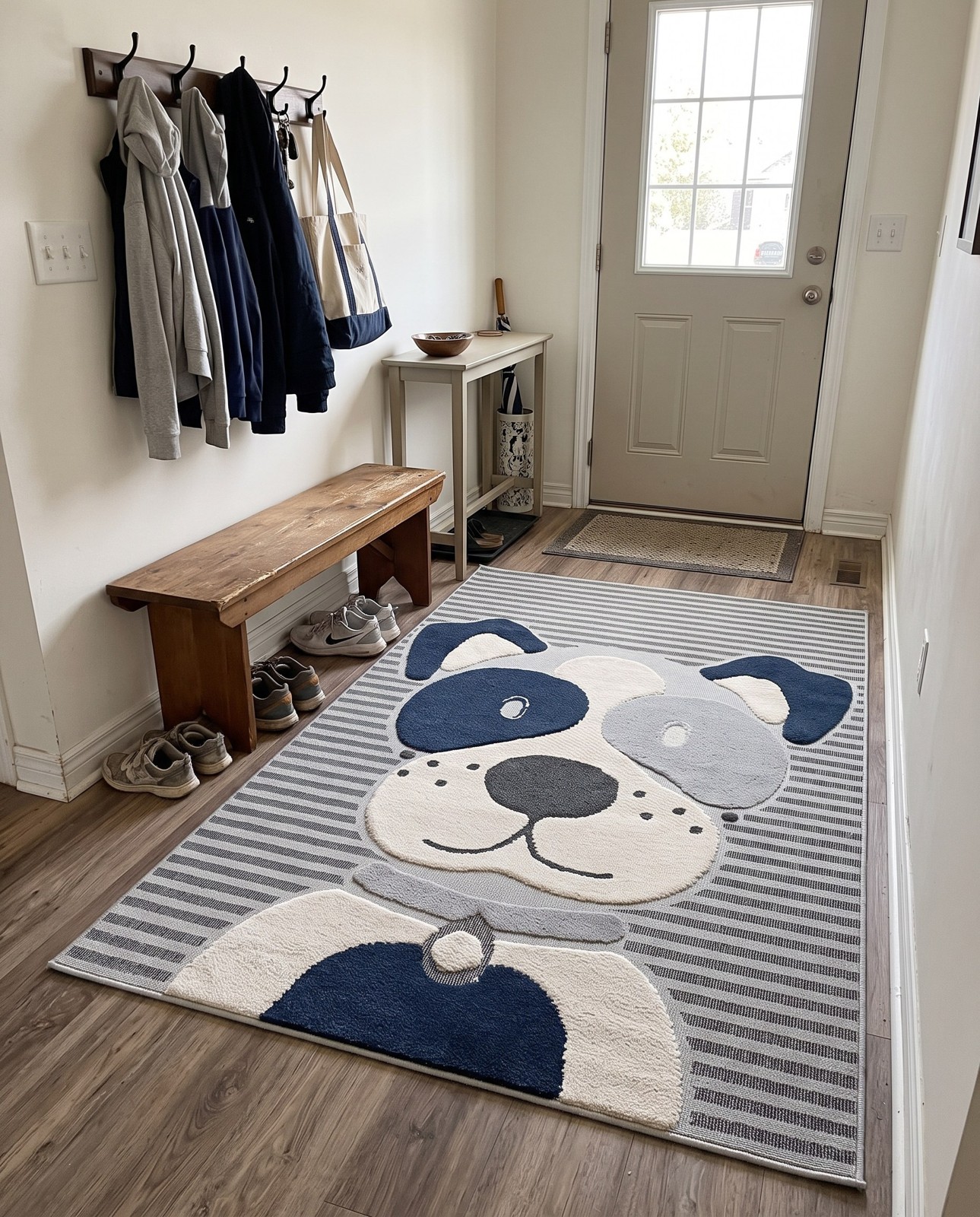 4' x 6' Rodney · Lines rug, blue and gray