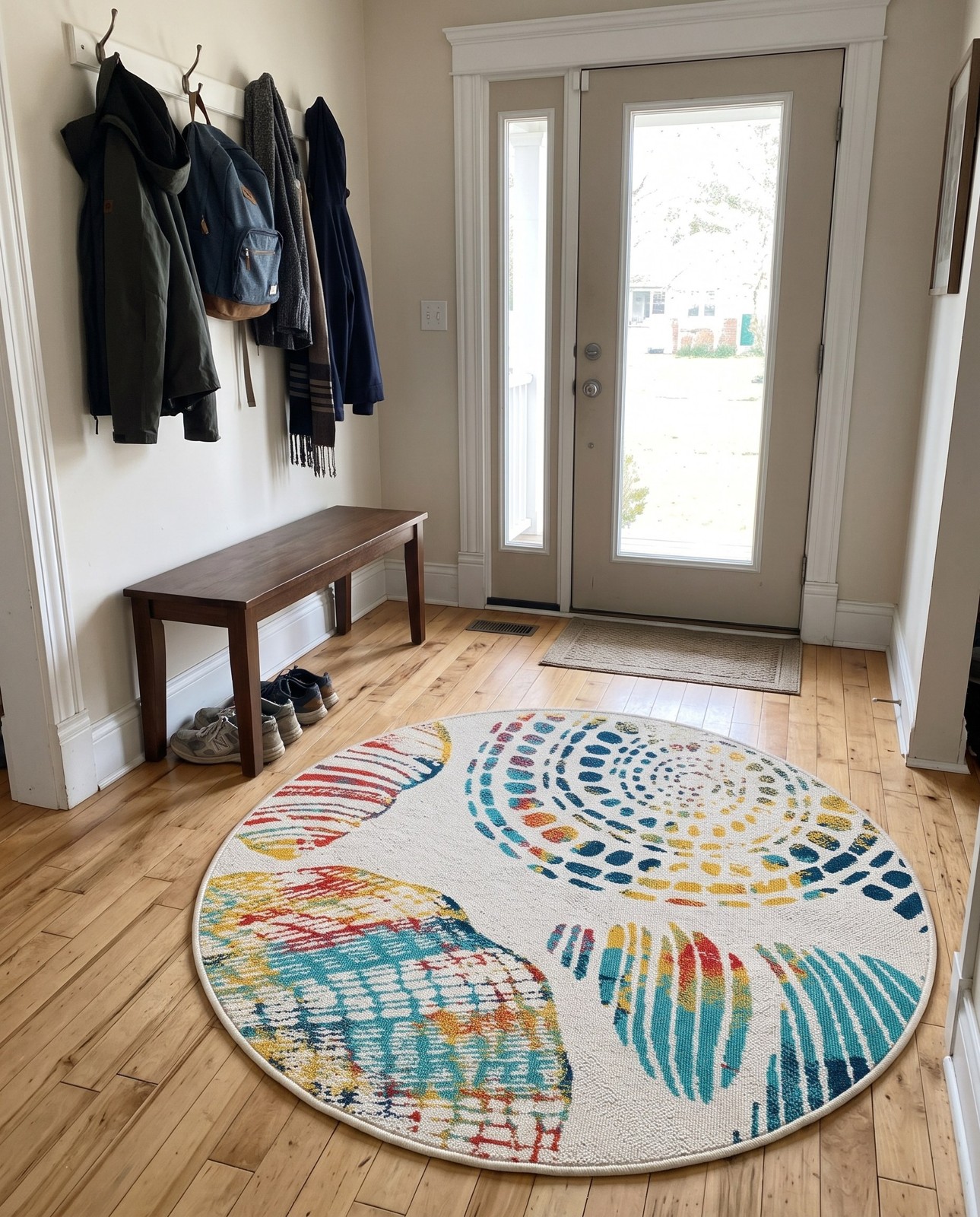 7' x 7' Darby · Seashell Outdoor Rug, ivory and multi