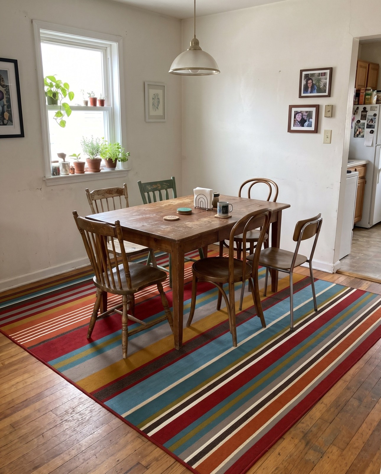 Detail image of 7' 10 x 7' 10 Duncan · Striped Outdoor Rug, red and multicolor