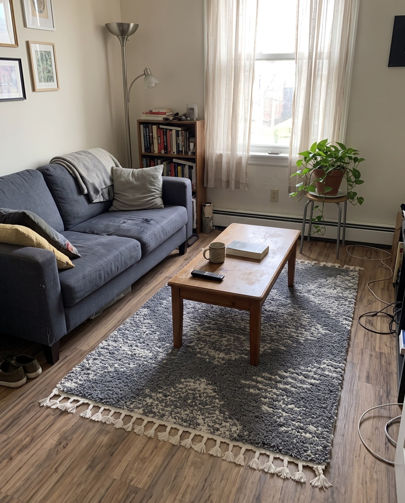 4' x 6' Cobble · Diamond Shag Rug, gray