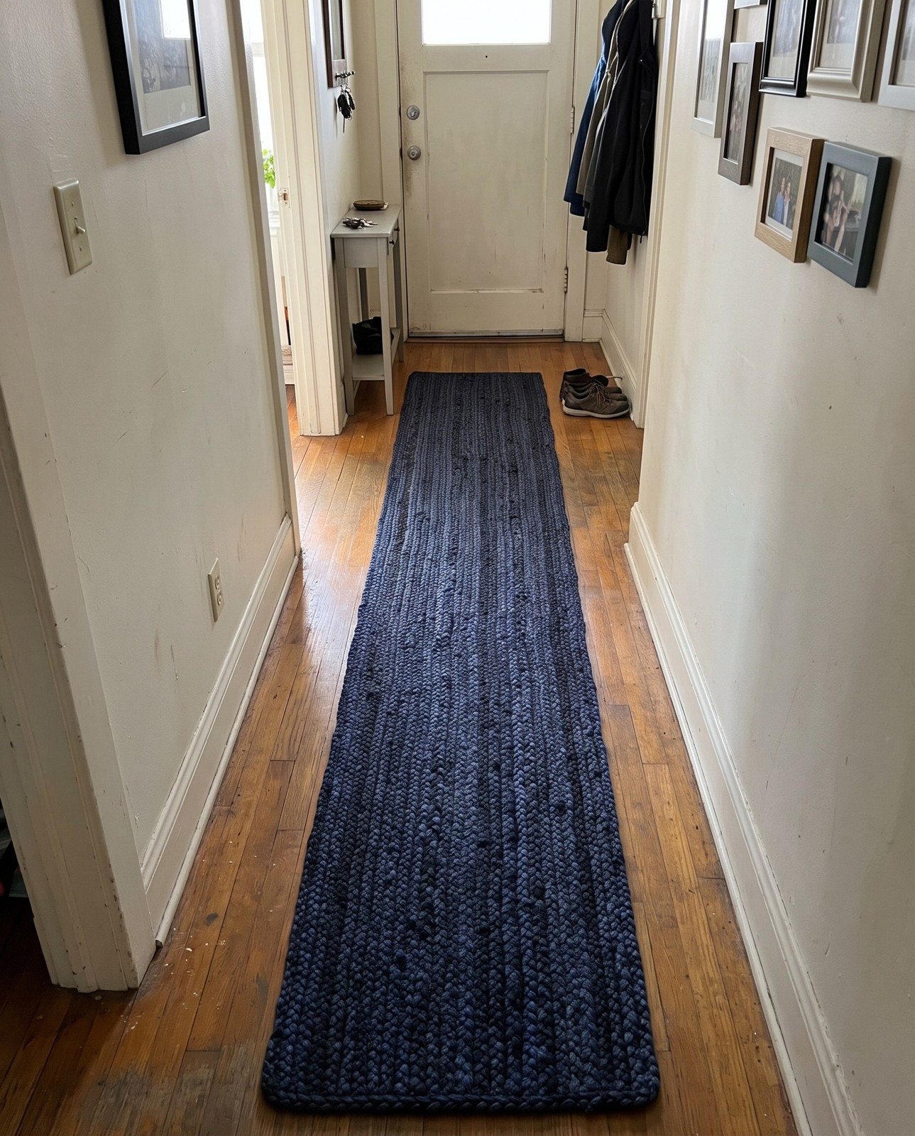 1' 2 x 8' Marlin · Braided runner Braided Jute Rug, navy blue