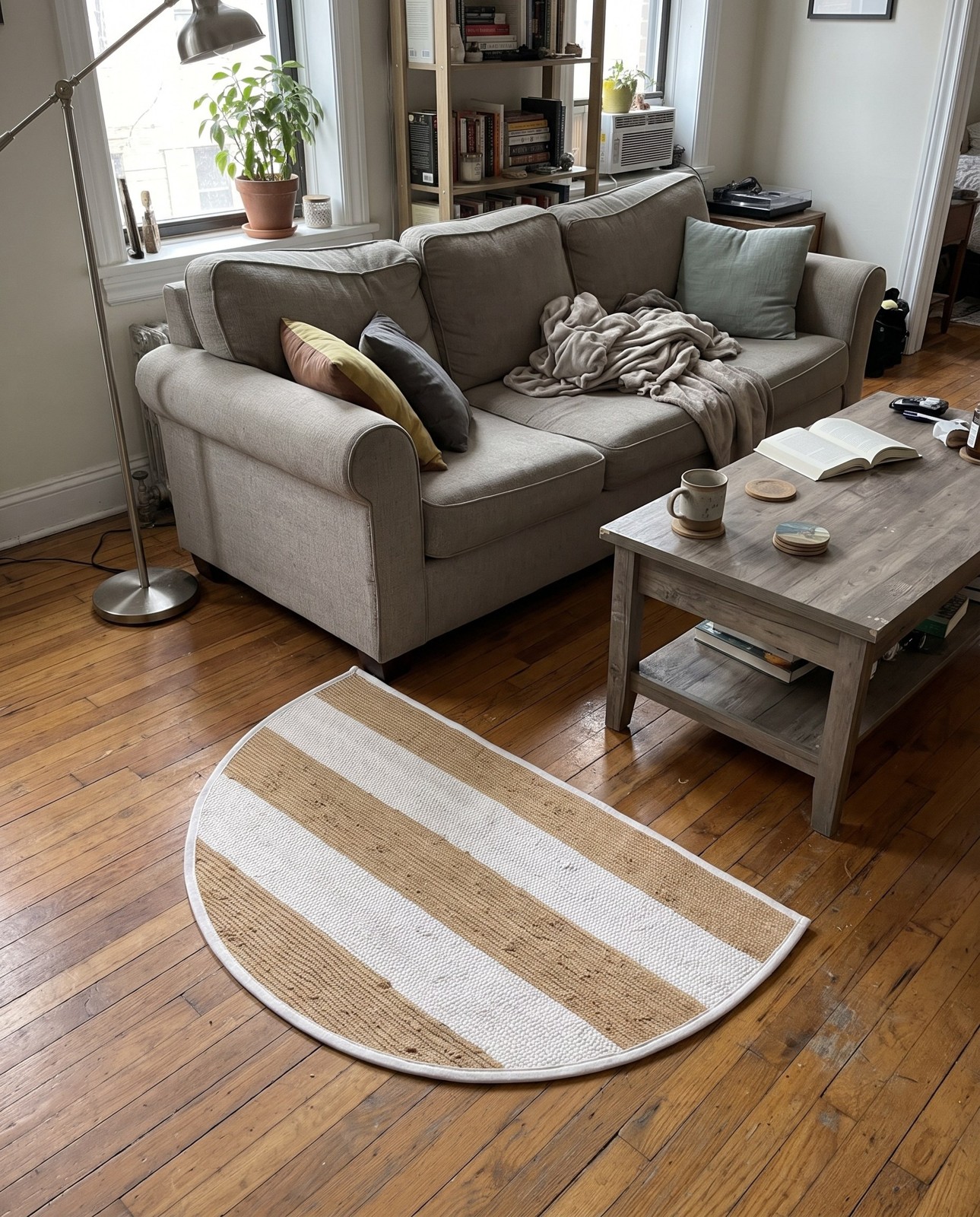 2' 2 x 3' 7 Flagstaff · Striped Chindi Rug, beige and ivory