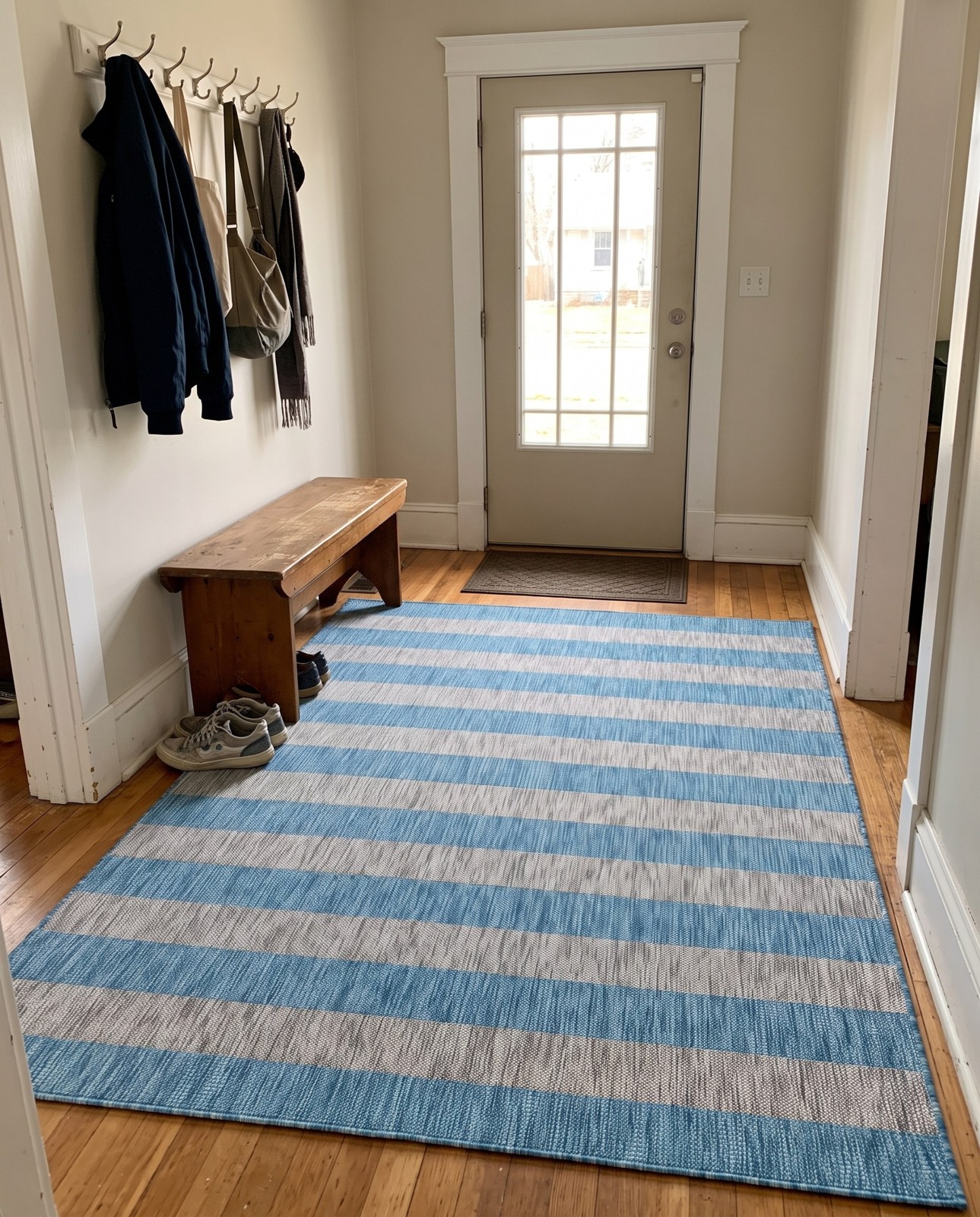 4' x 6' Dahlia · Striped Outdoor Rug, aqua