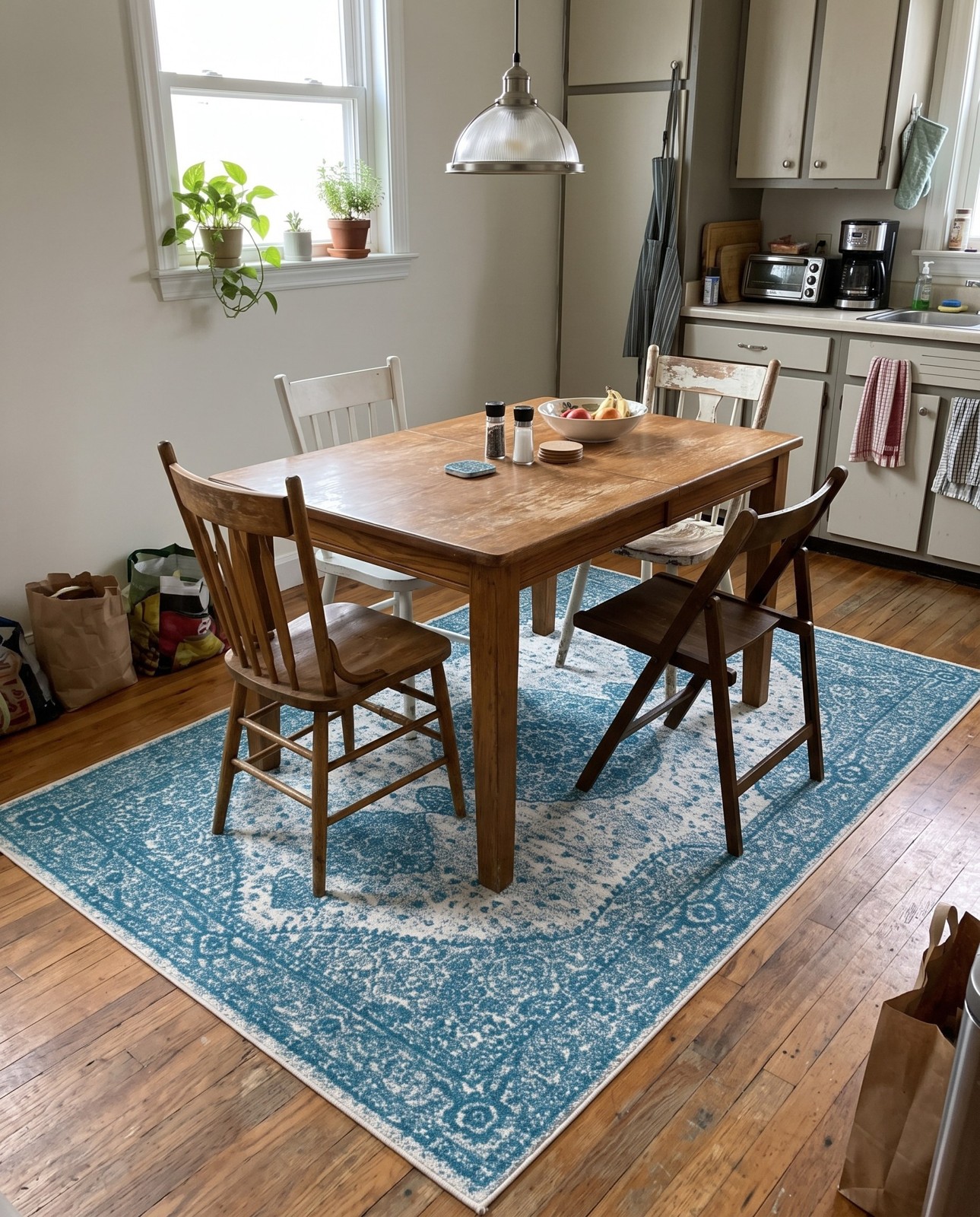 6' x 9' Eudora · Border rug, turquoise