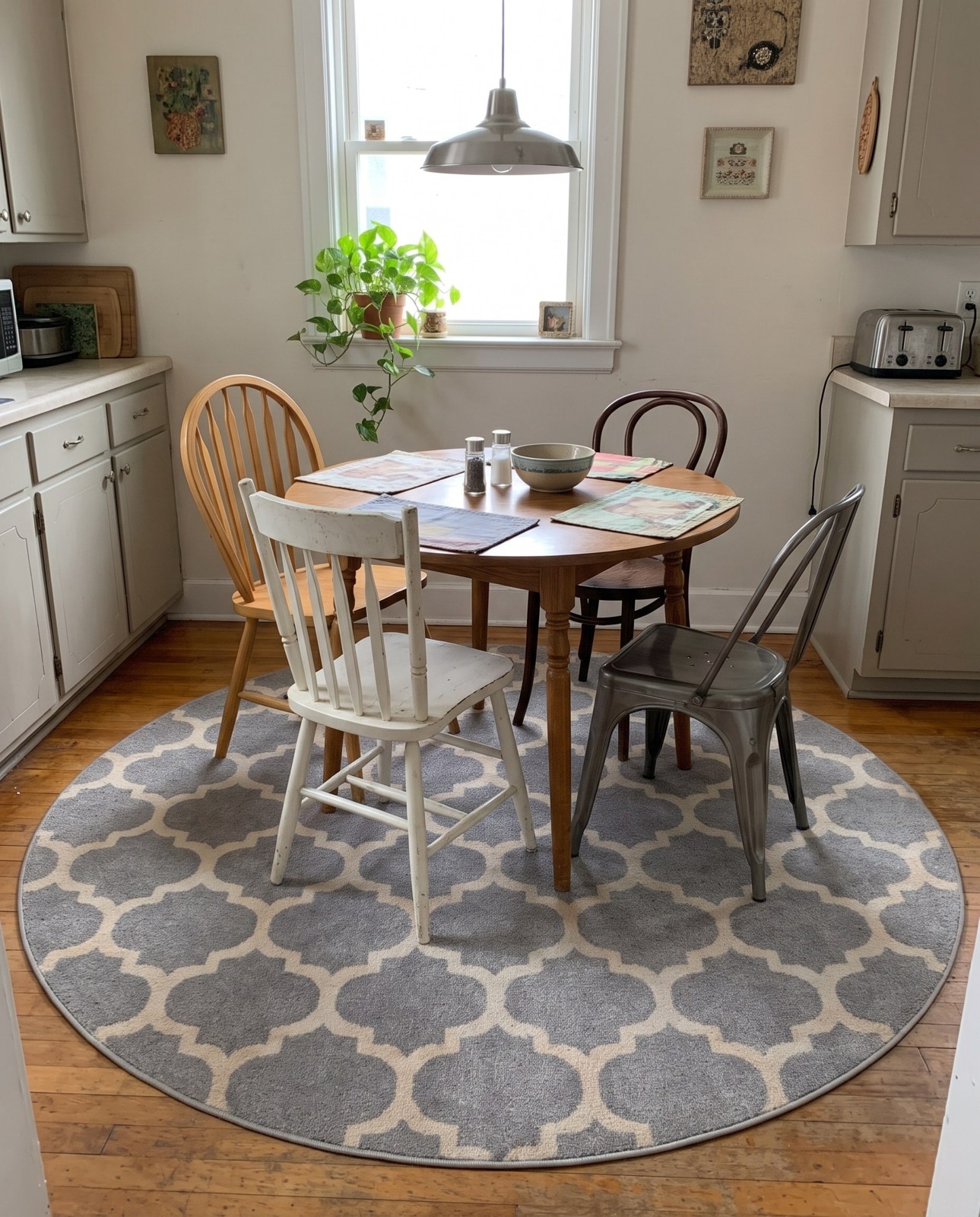 10' x 10' Arkwright · Trellis rug, gray and beige