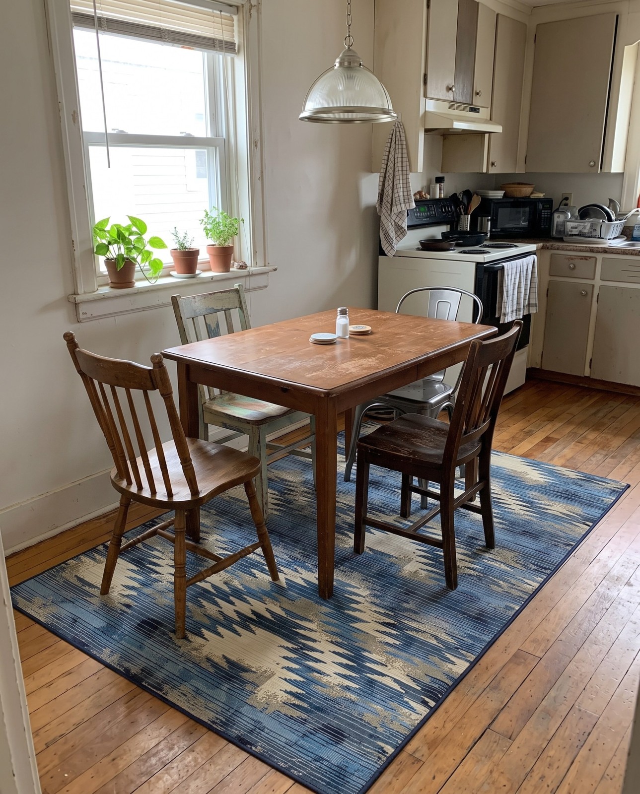 2' 2 x 3' Lomax · Abstract geometric Outdoor Rug, blue and beige