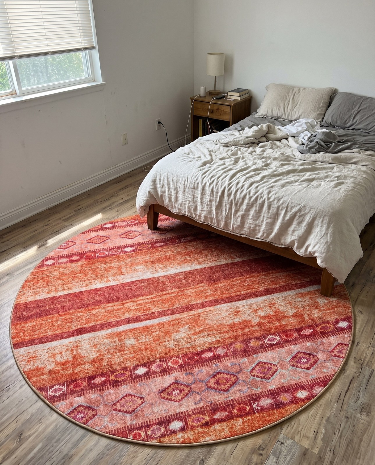 7' 6 x 7' 6 Dalton · Tribal striped Washable Rug, rust and orange