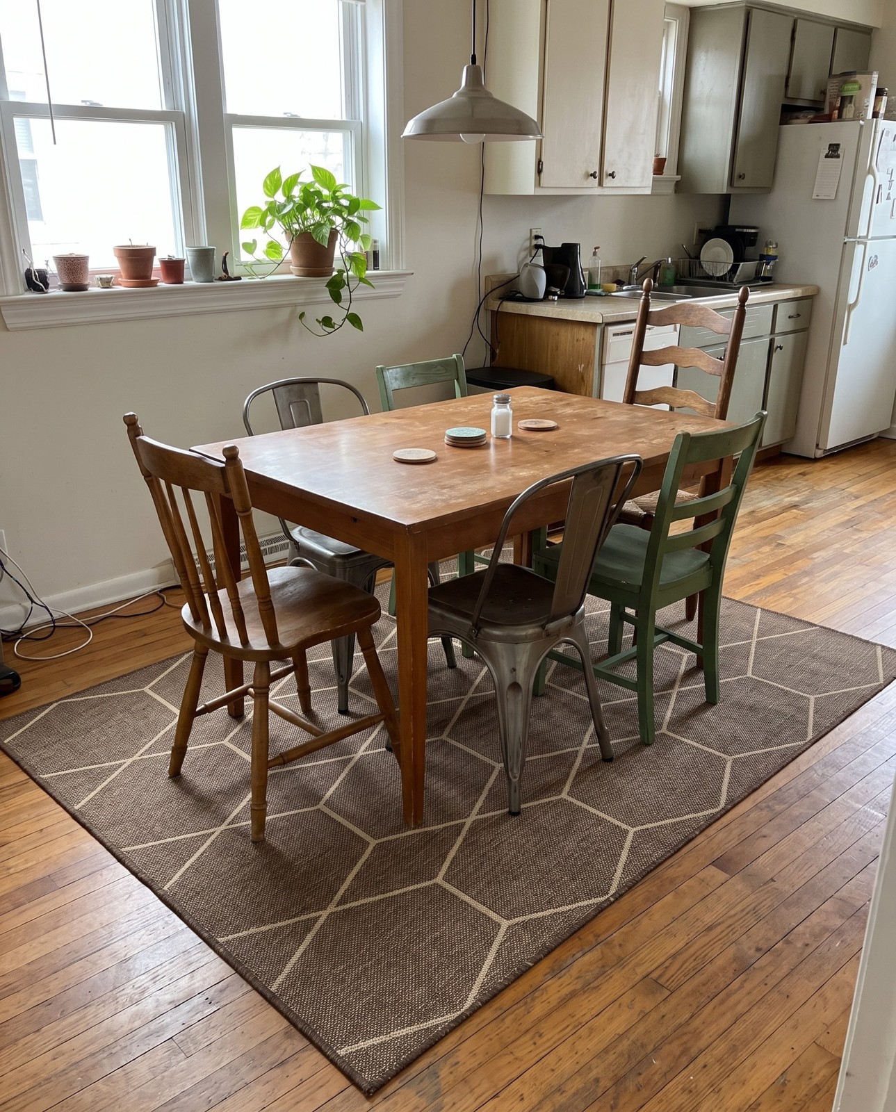 4' x 6' Richter · Geometric lattice rug, brown and natural