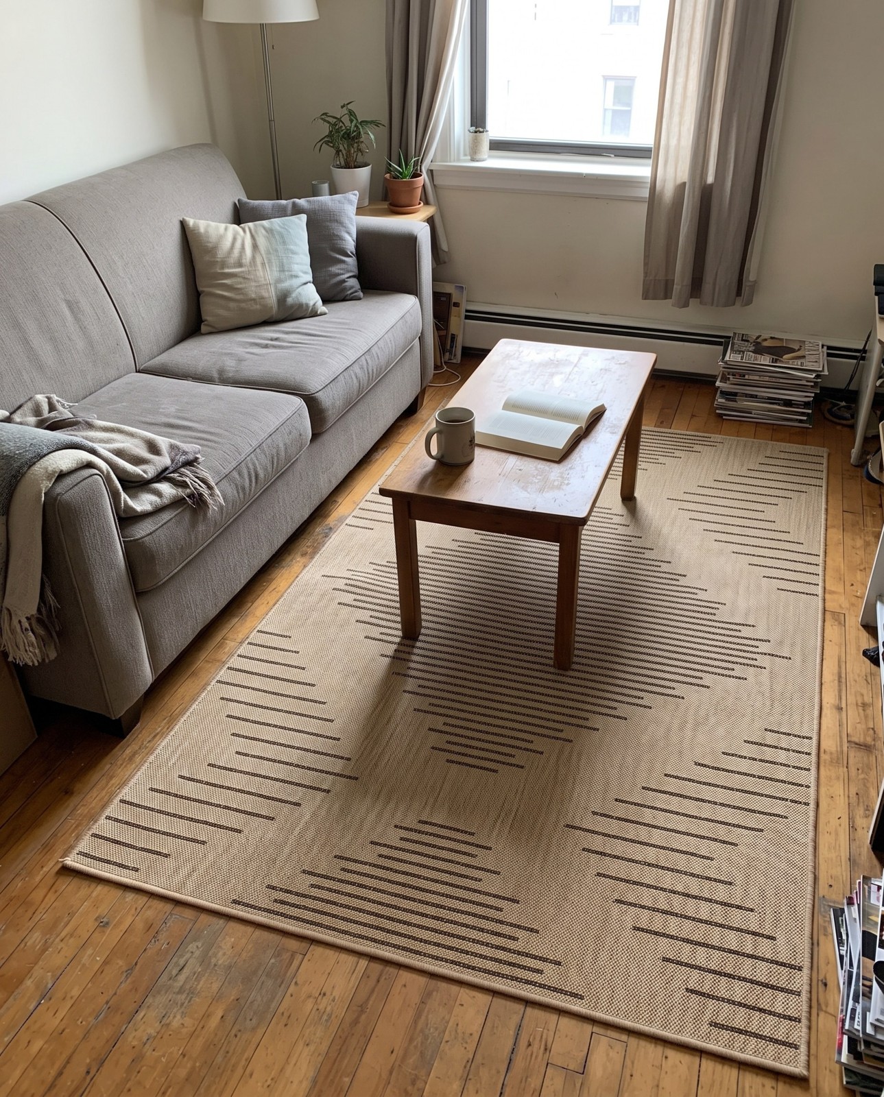 Detail image of 5' 3 x 8' Alger · Diamond rug, natural