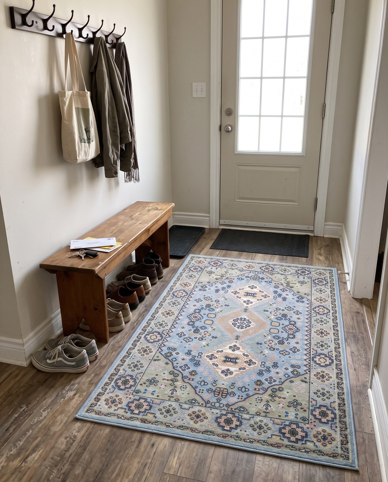4' x 6' Middlebury · Border Washable Rug, light blue