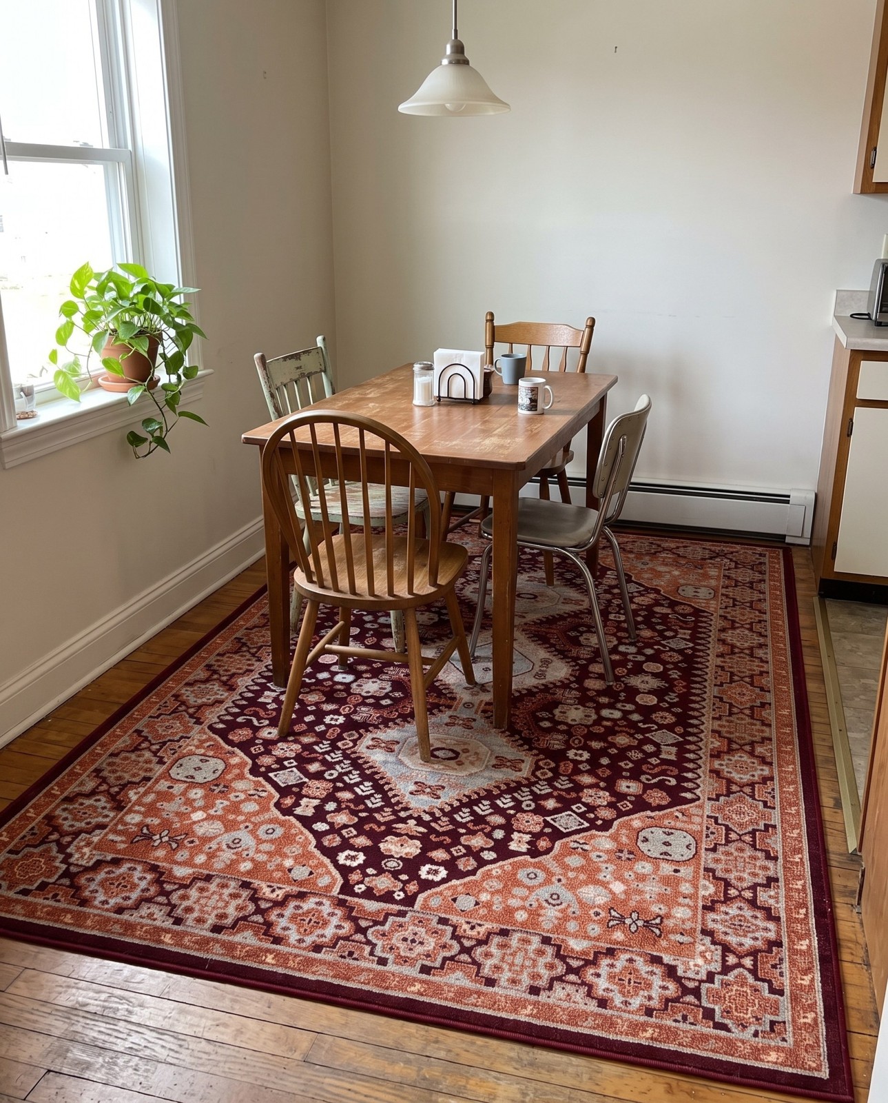 4' x 6' Middlebury · Border Washable Rug, burgundy red