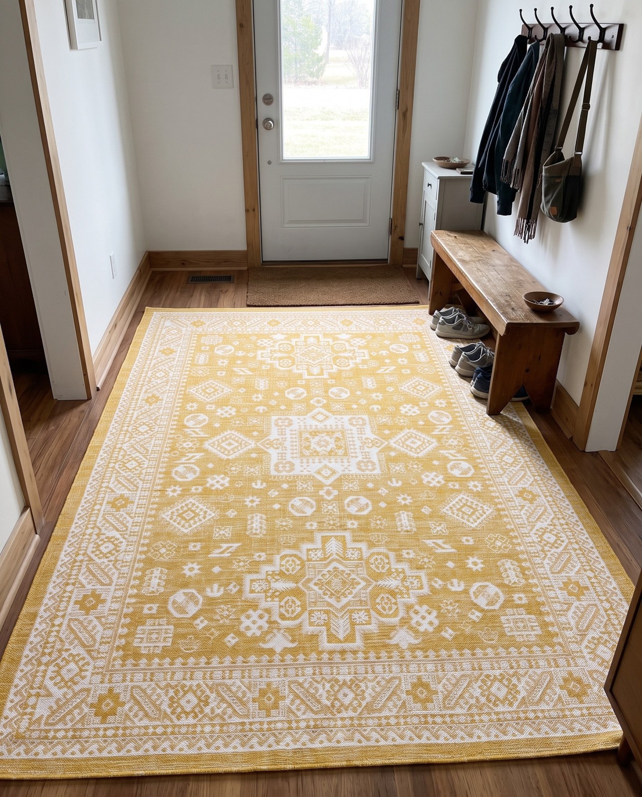 9' x 12' Bellamy · Border Outdoor Rug, yellow