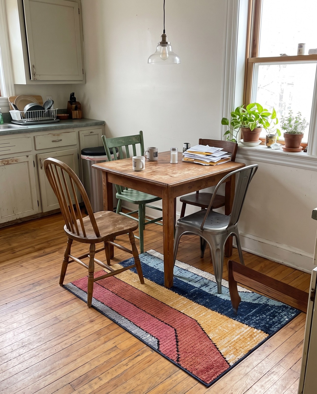 2' x 3' Rosewood · Geometric rug, multi