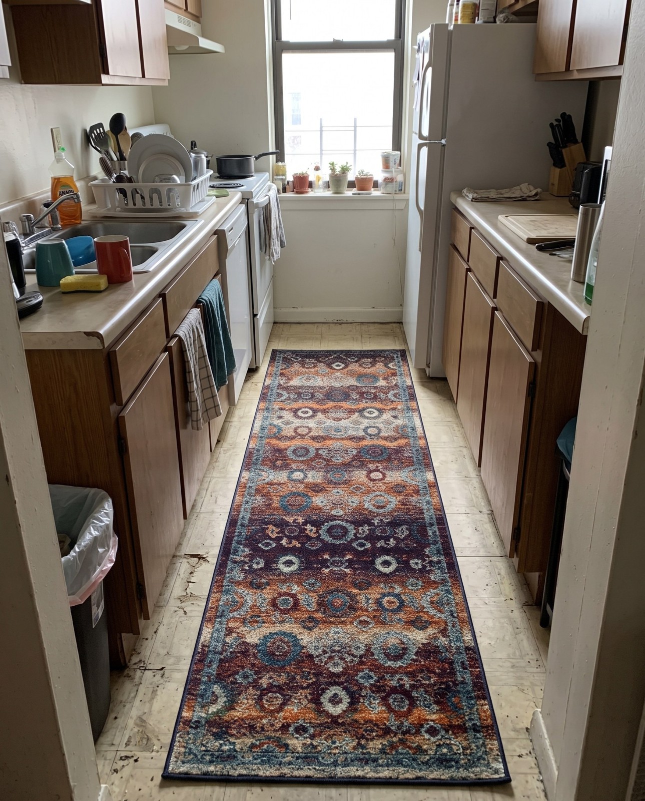 9' x 12' Ukiah · Medallion rug, rust and navy