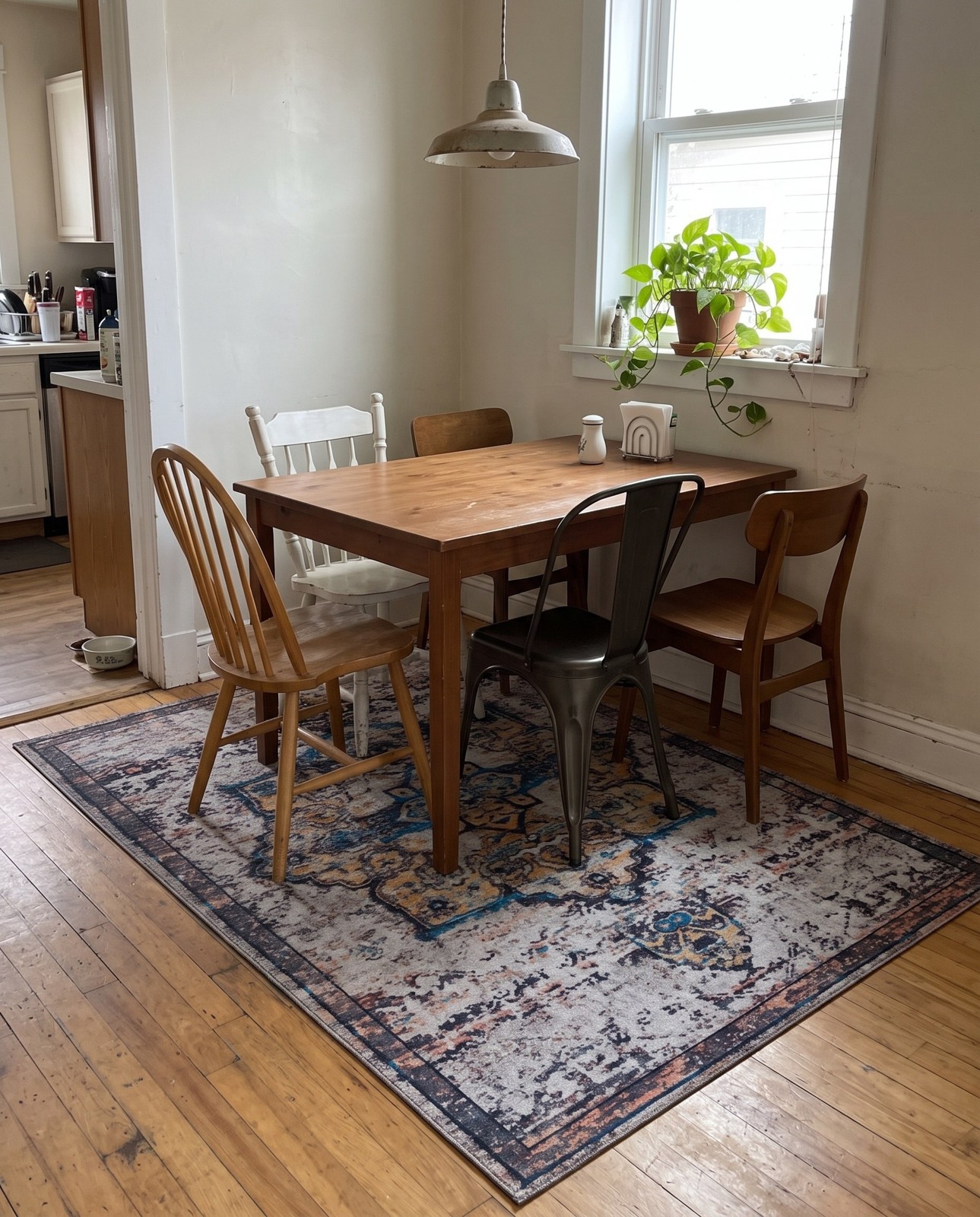 4' x 6' Rideout · Medallion Washable Rug, white and blue
