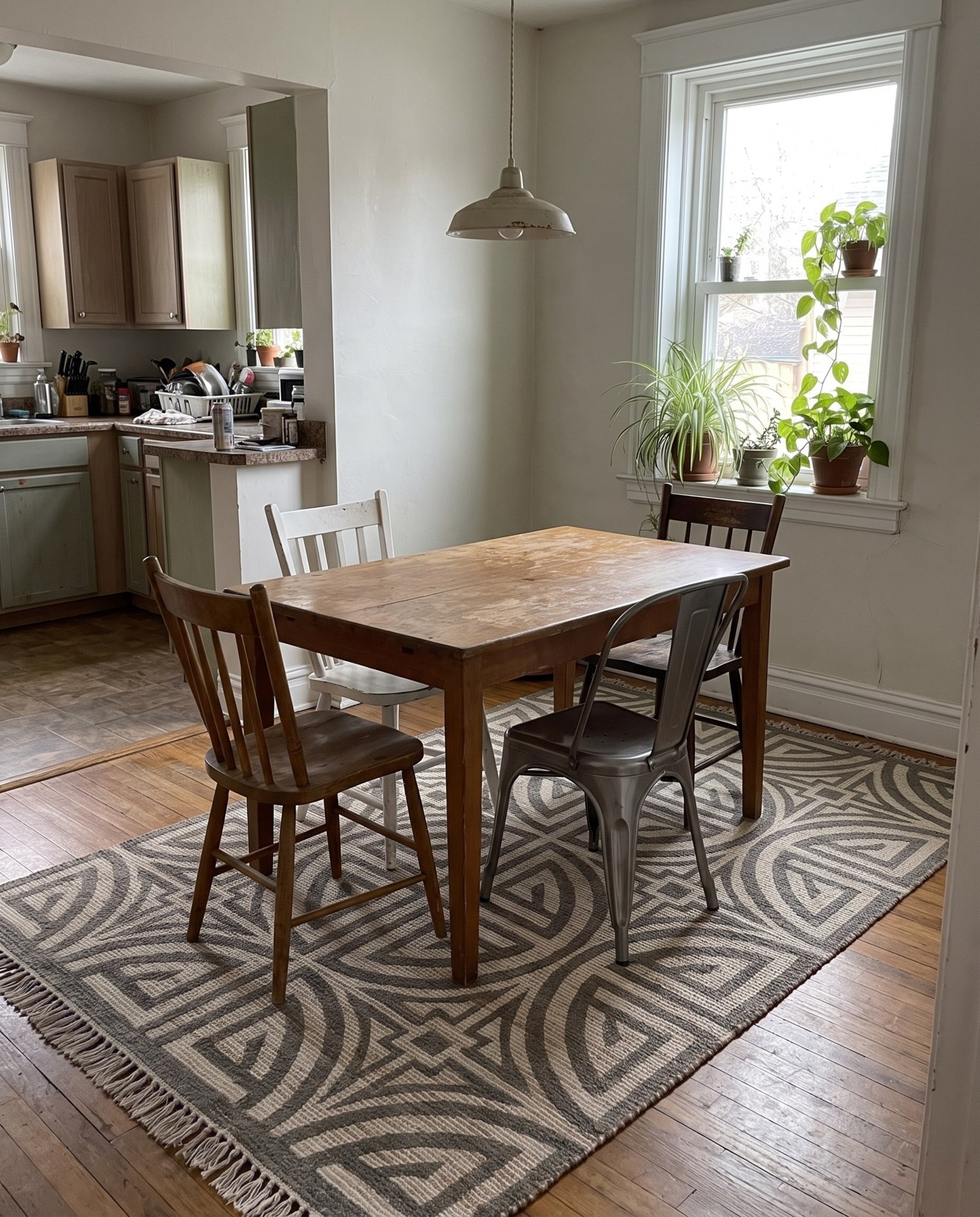 Detail image of 9' x 12' Pasco · Geometric rug, gray and ivory