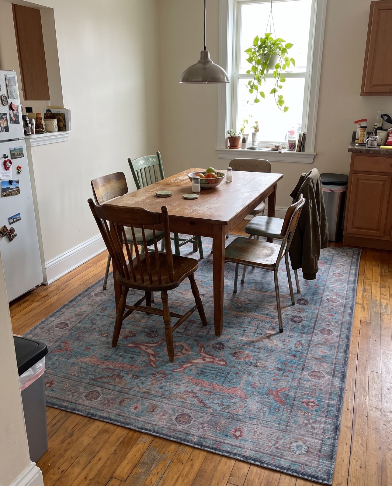 7' 3 x 10' Mayfield · Distressed floral Washable Rug, blue and rust