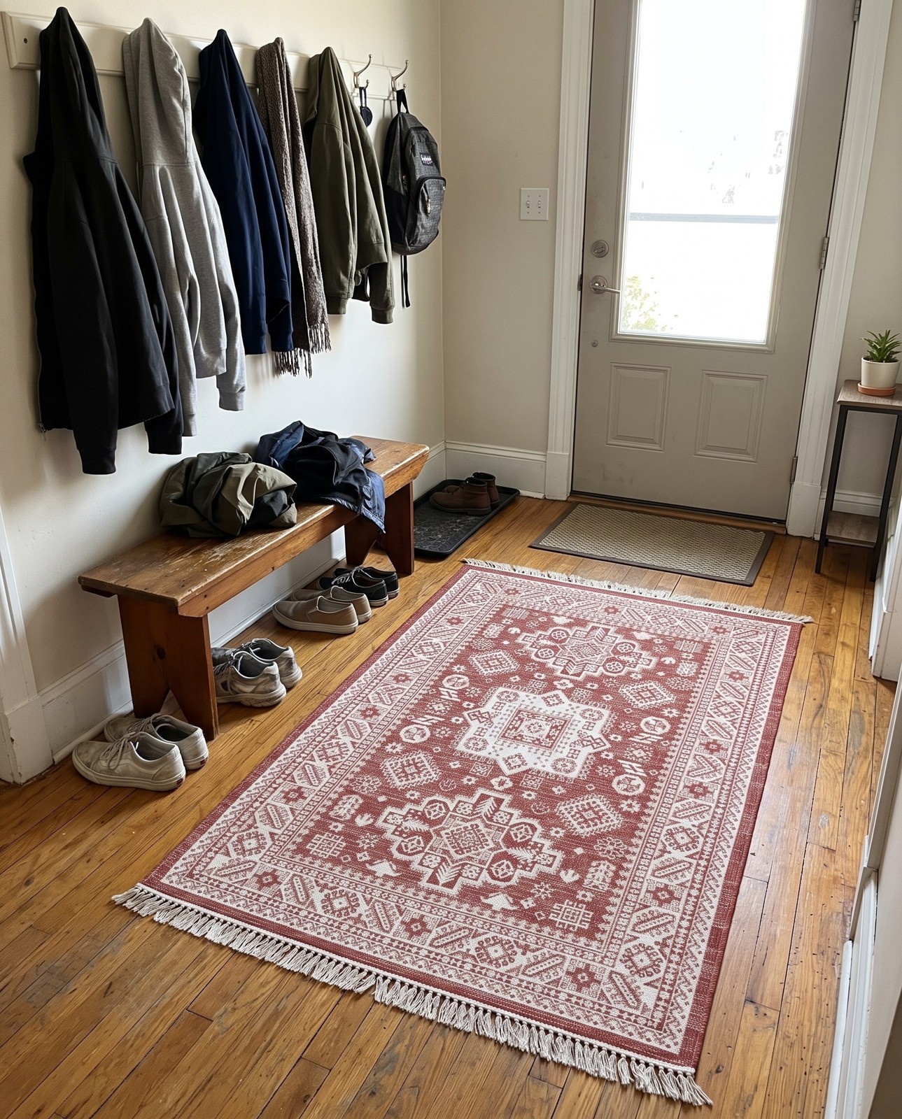 5' 3 x 8' Bellamy · Tribal medallion Outdoor Rug, rust and ivory