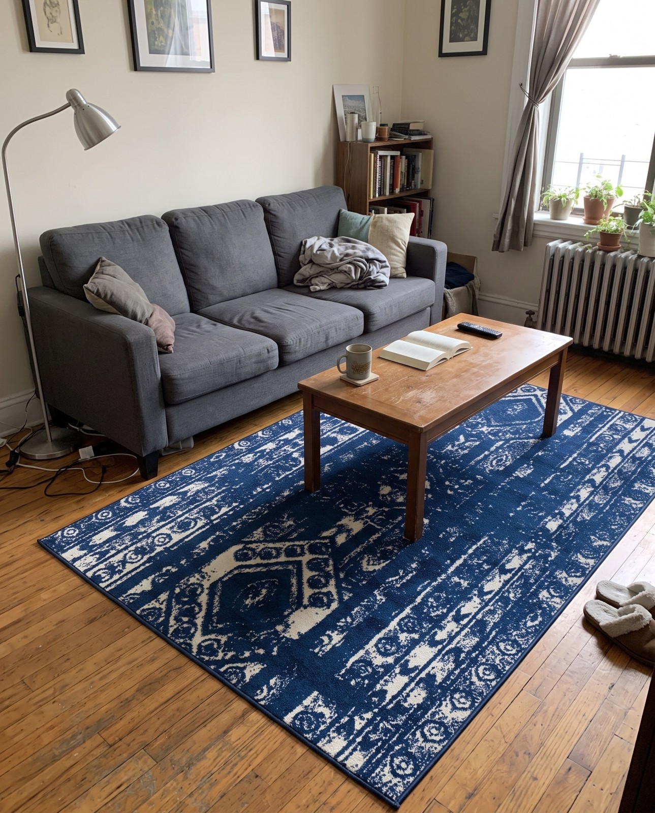 2' x 3' Underhill · Diamond rug, navy blue