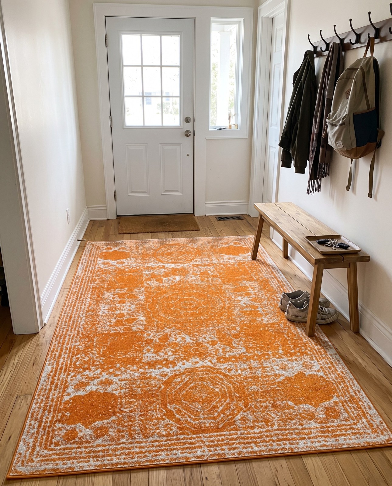 Detail image of 2' x 3' Benedict · Border rug, orange