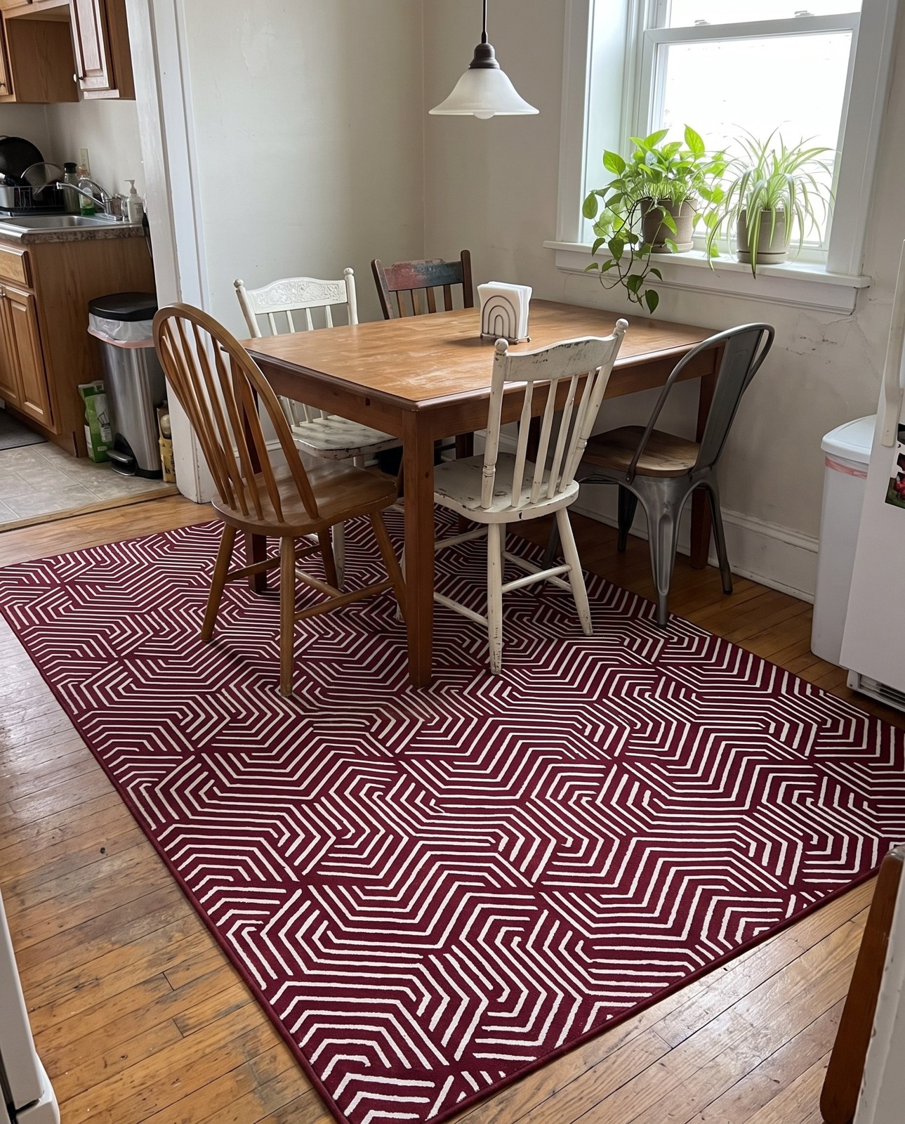 7' 10 x 10' Manning · Geometric rug, burgundy red