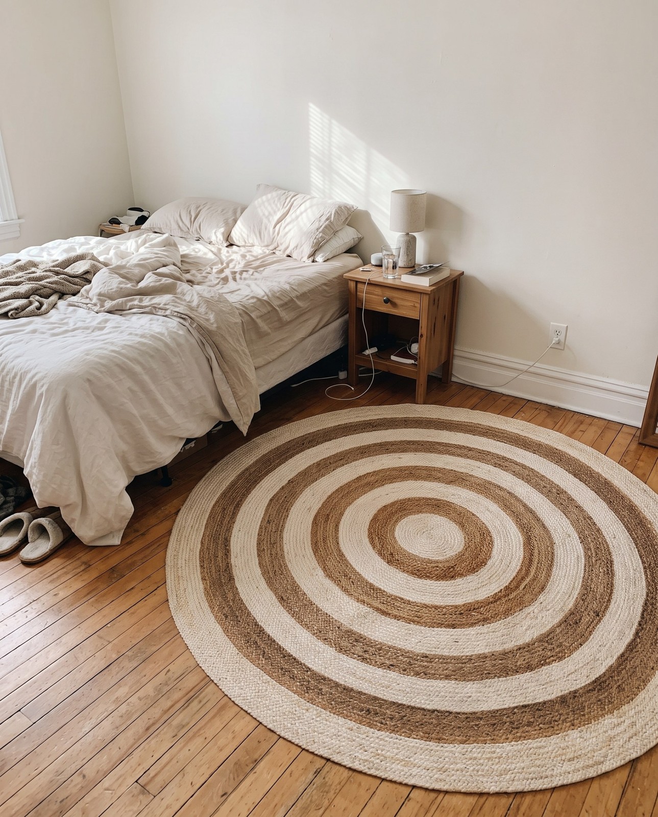7' 1 x 7' 1 Goodwin · Border Braided Jute Rug, natural and white