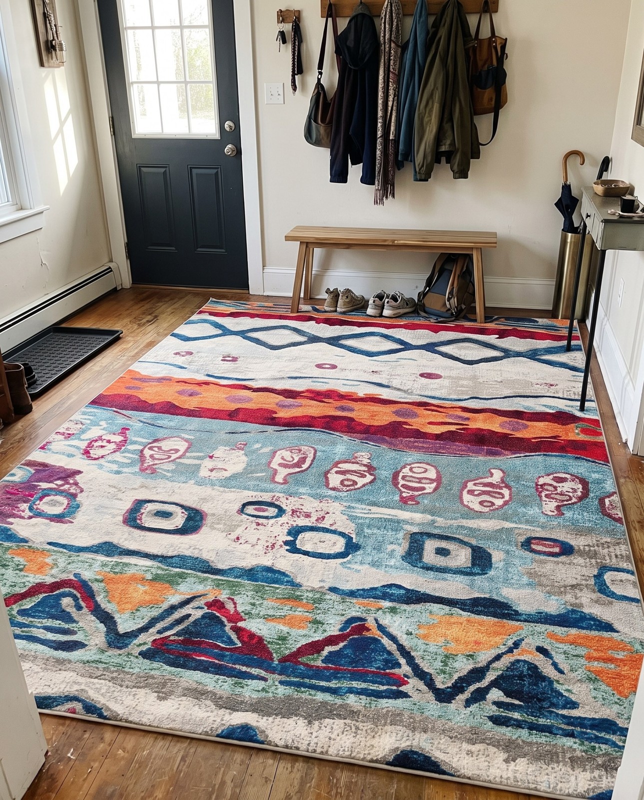 9' 10 x 14' Paxman · Abstract Washable Rug, multi